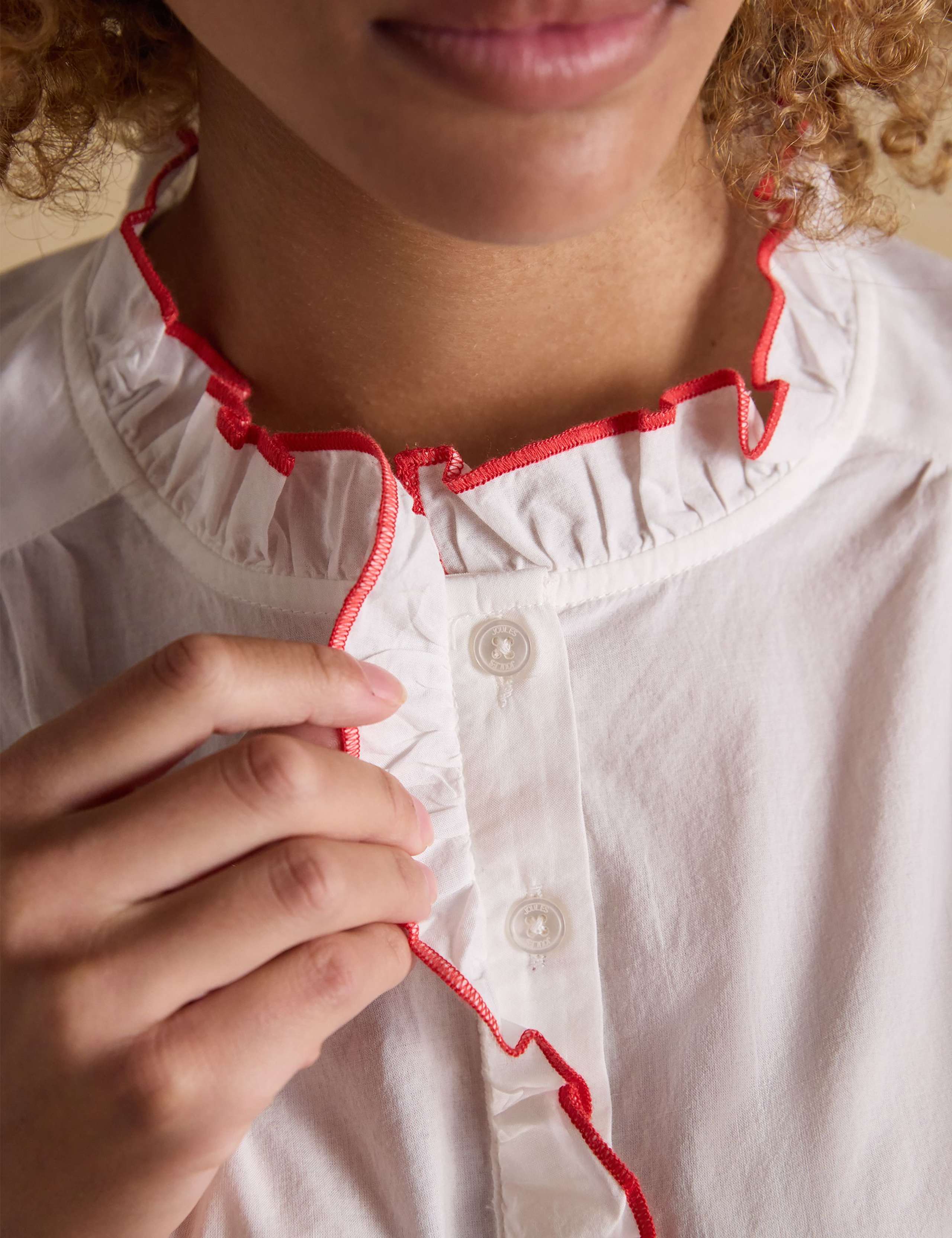 Pure Cotton High Neck Button Through Blouse 5 of 8