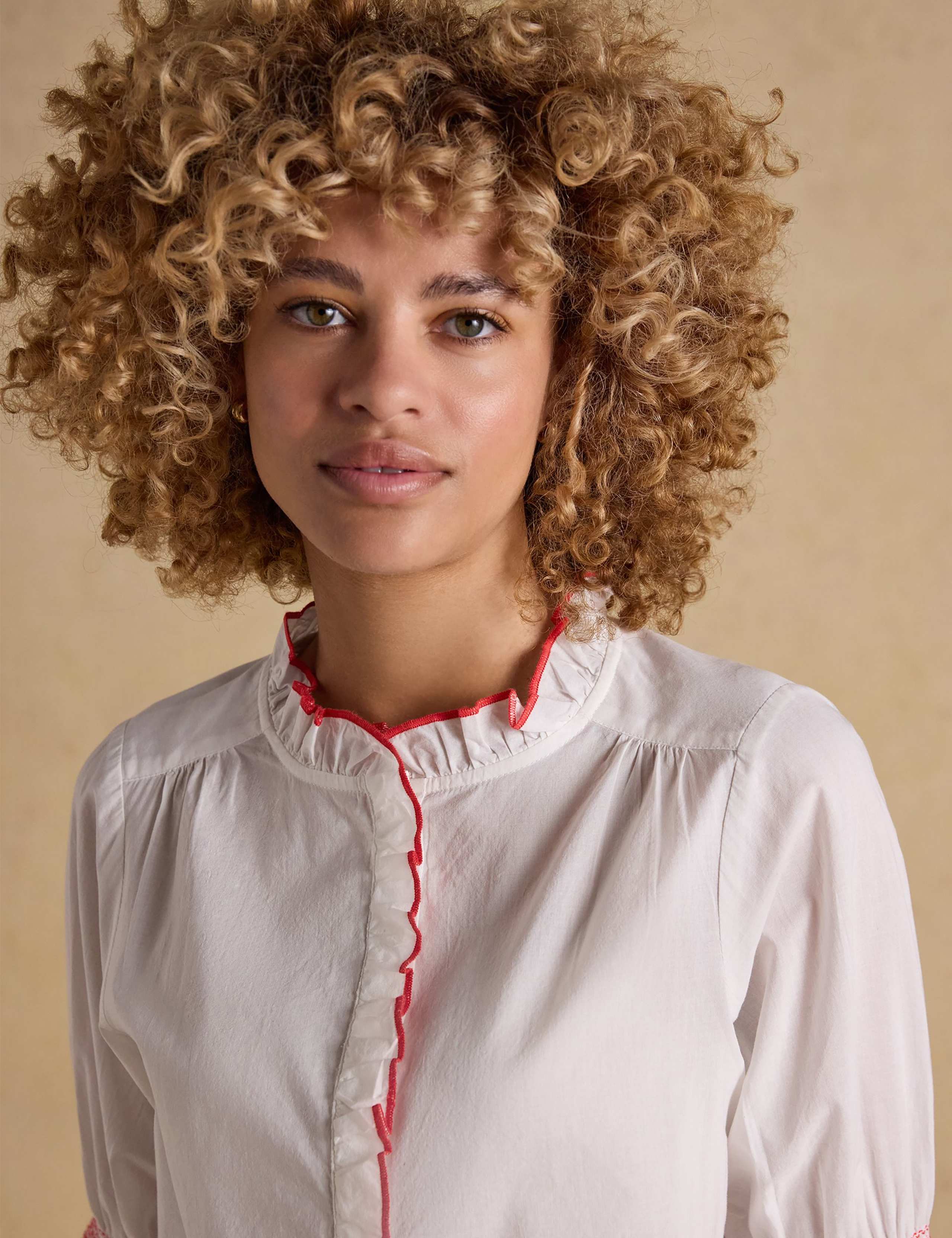 Pure Cotton High Neck Button Through Blouse 8 of 8