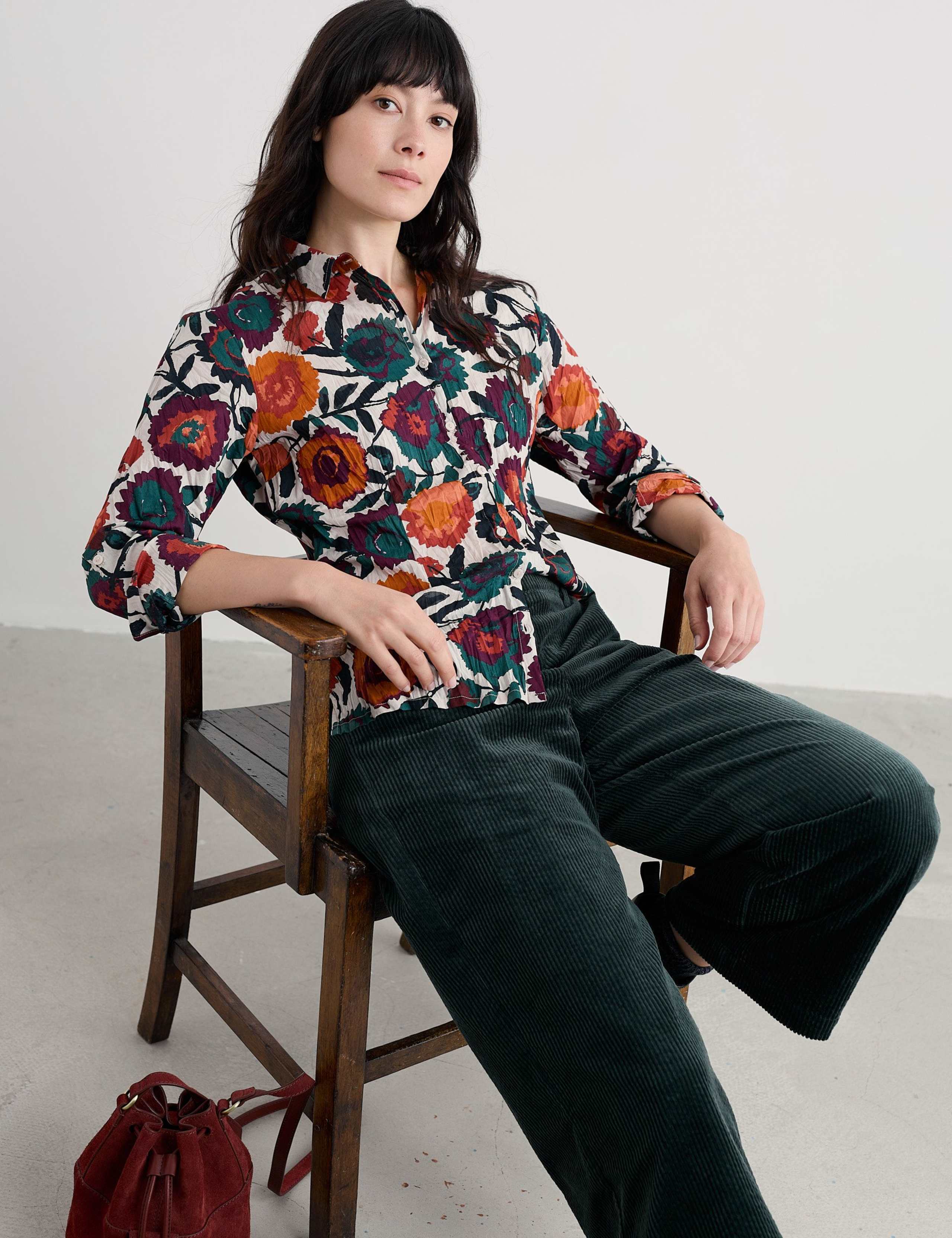 Pure Cotton Textured Floral Blouse 3 of 6