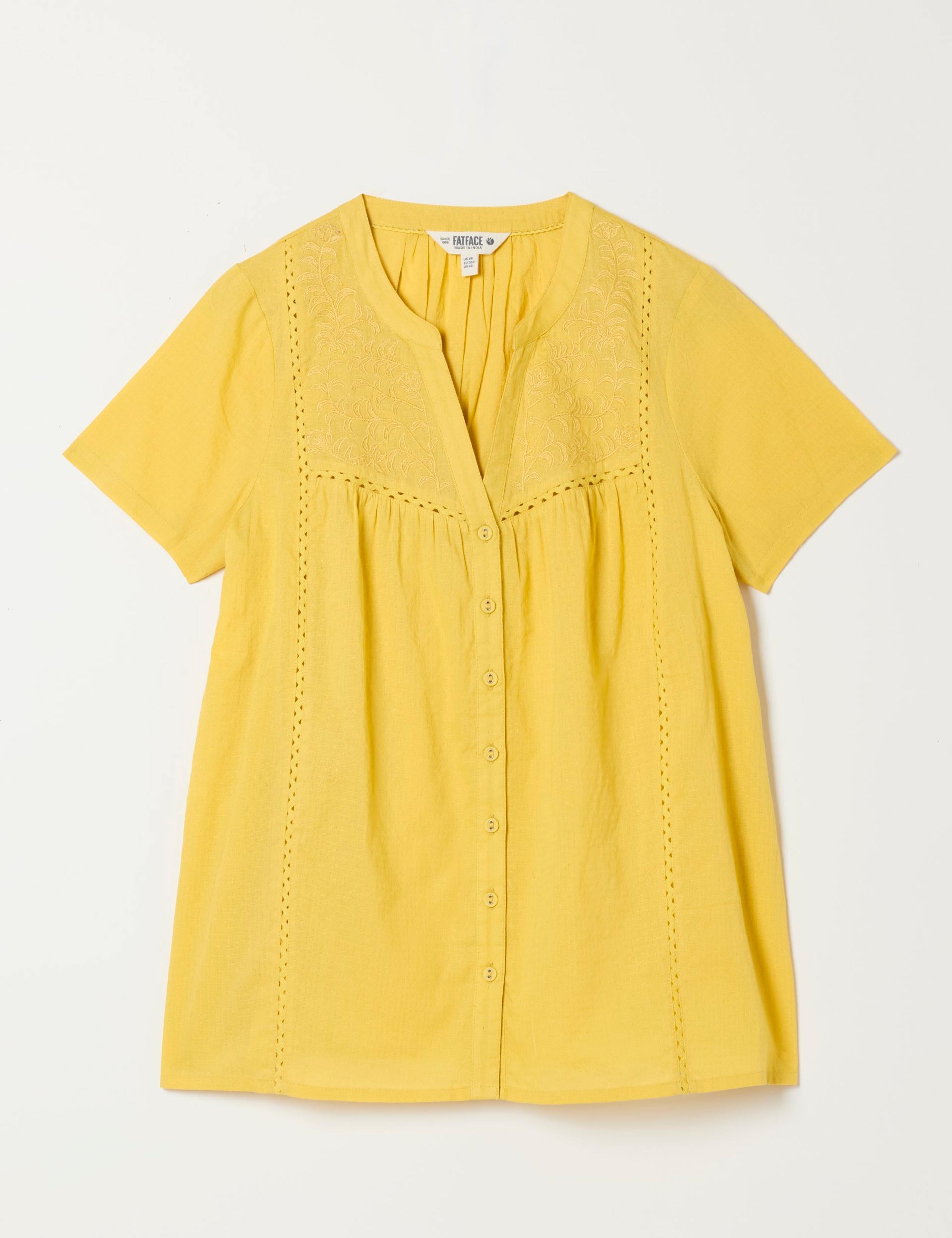 Pure Cotton Embroidered V-Neck Blouse 2 of 6