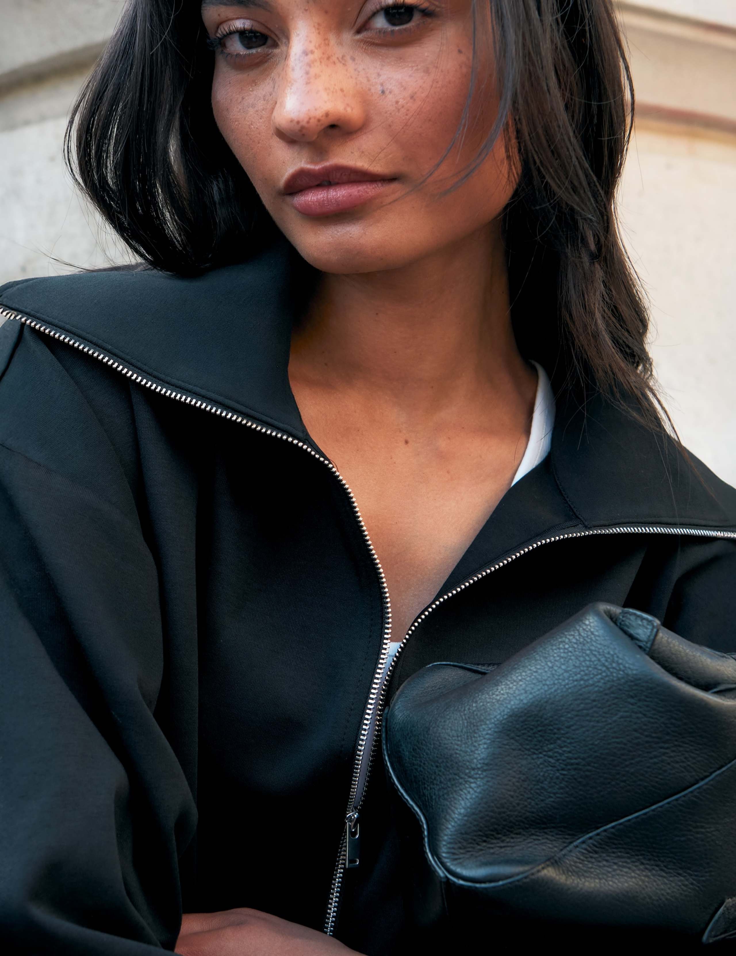 Cotton Rich Funnel Neck Cropped Jacket 3 of 7