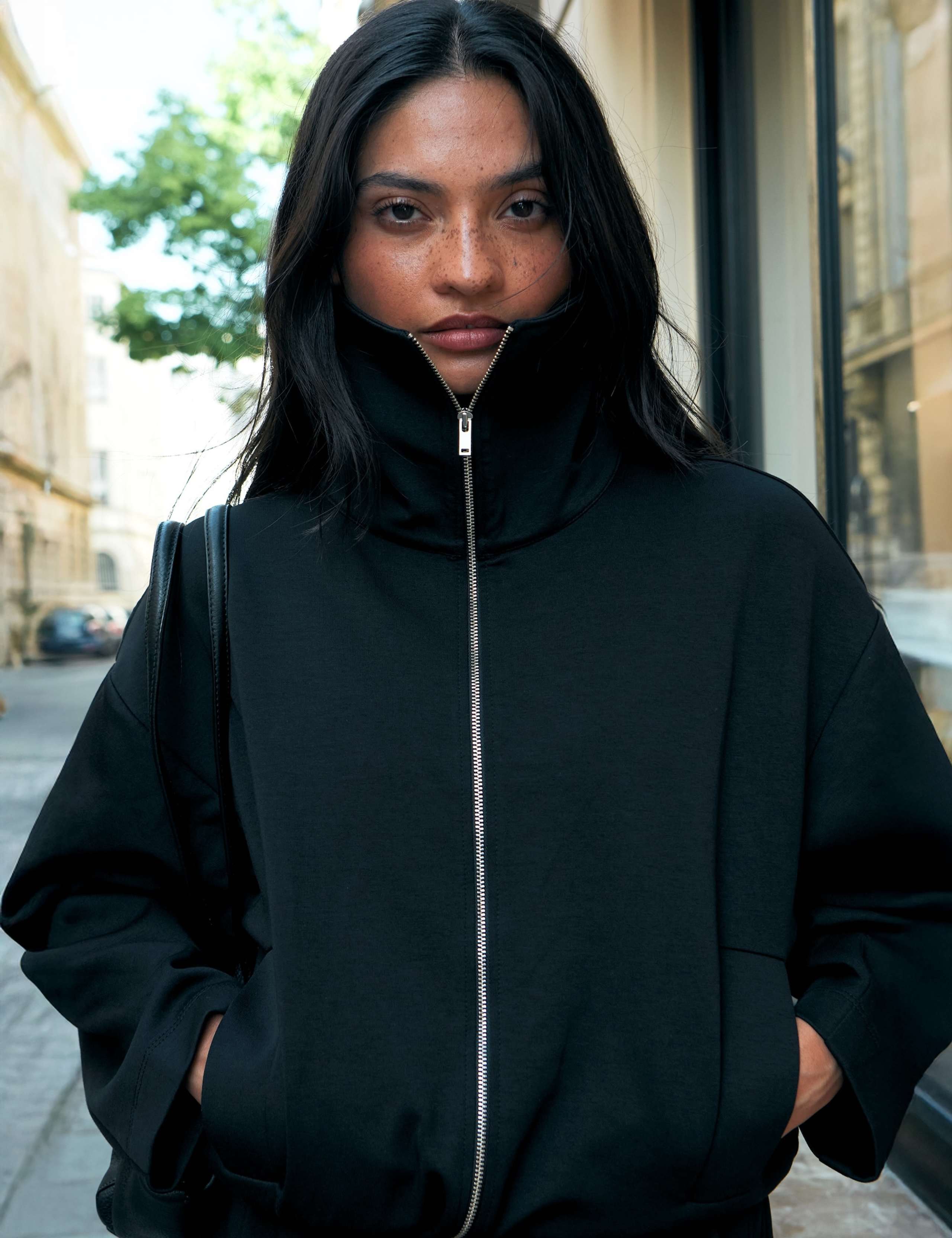 Cotton Rich Funnel Neck Cropped Jacket 6 of 7