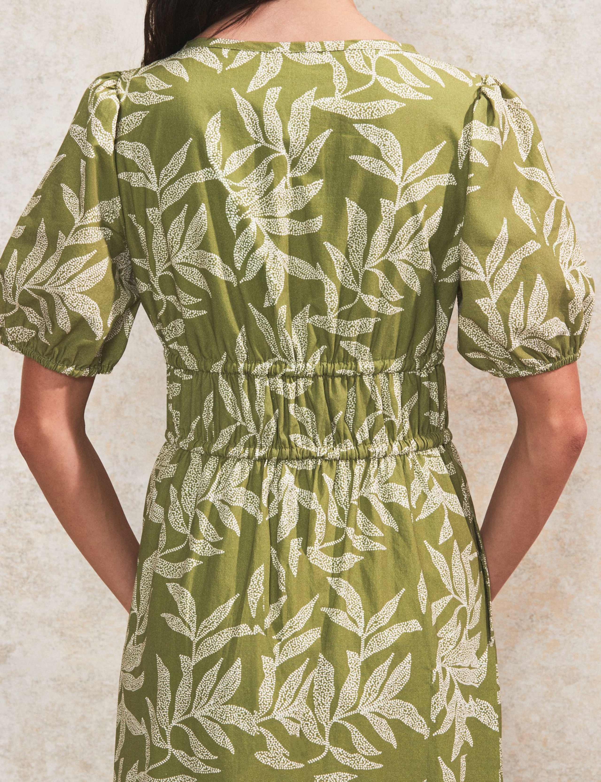 Pure Cotton Printed Midaxi Waisted Dress 6 of 6