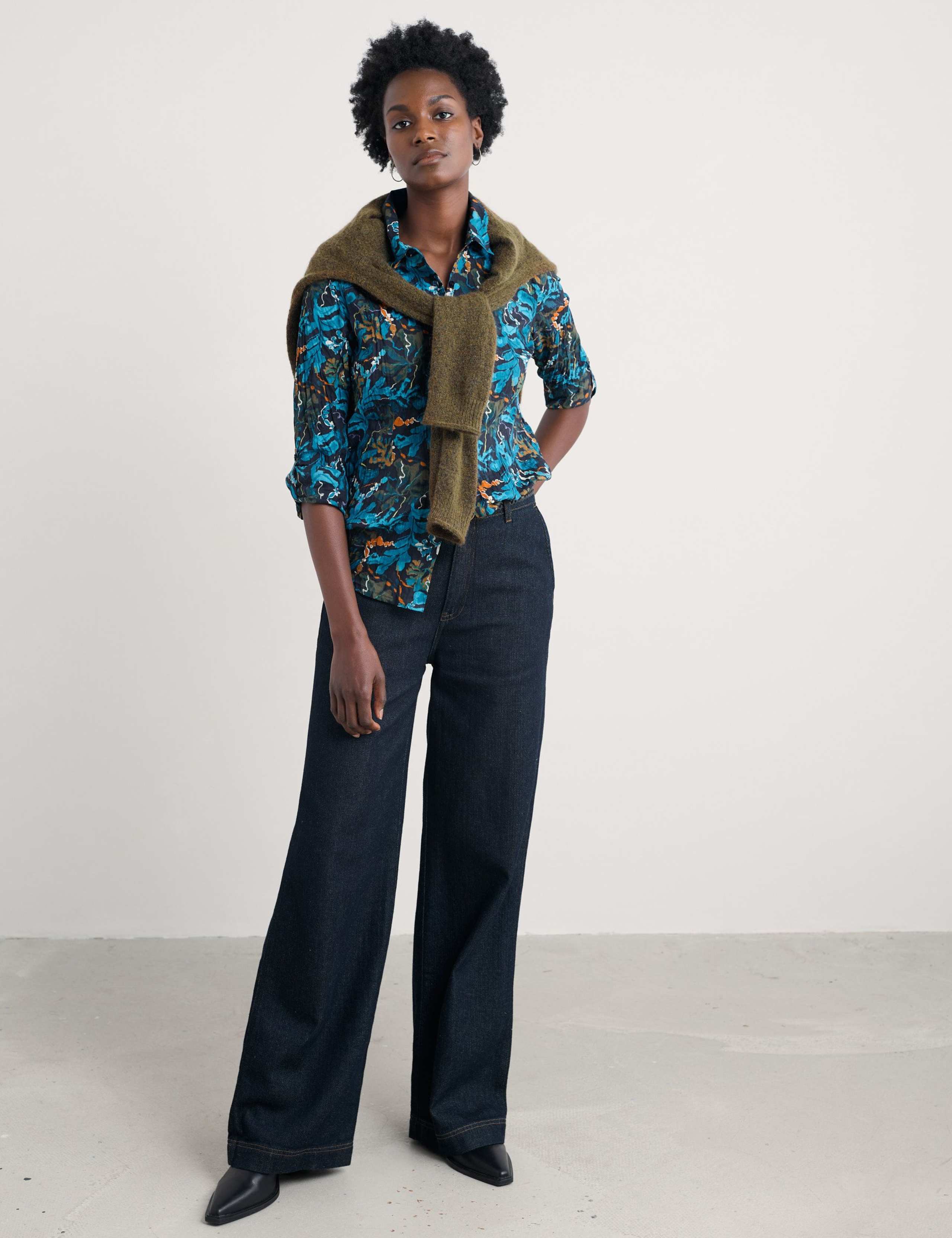 Pure Cotton Printed V-Neck Collared Shirt 3 of 6