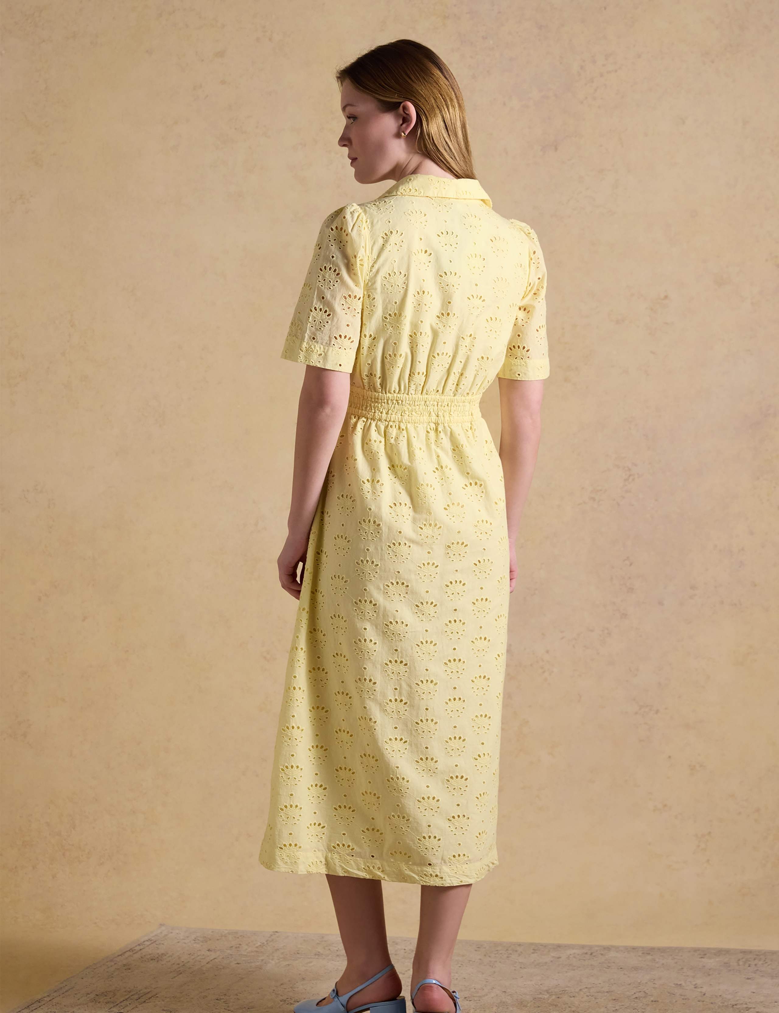 Linen Rich Broderie Midi Shirt Dress 3 of 7