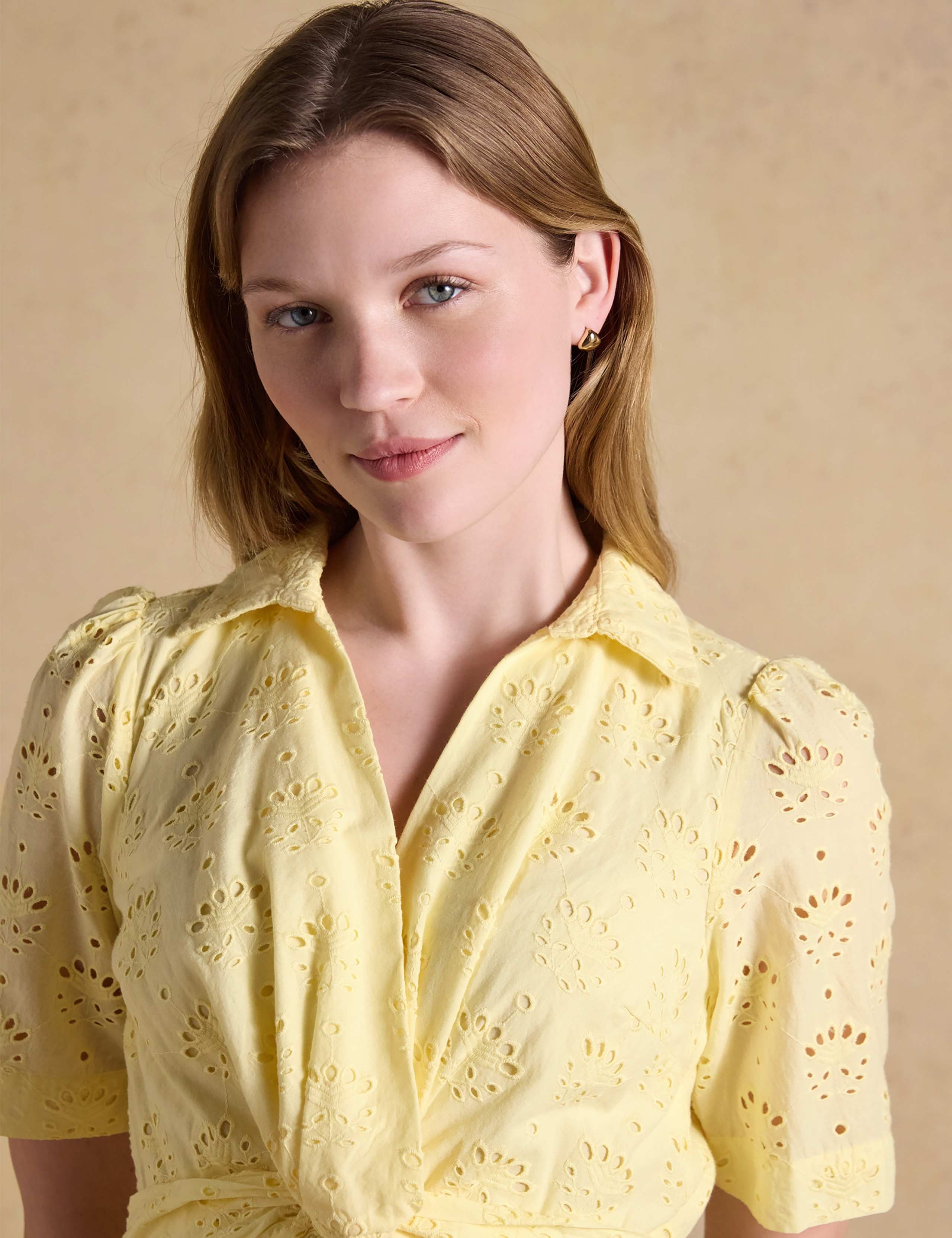 Linen Rich Broderie Midi Shirt Dress 5 of 7