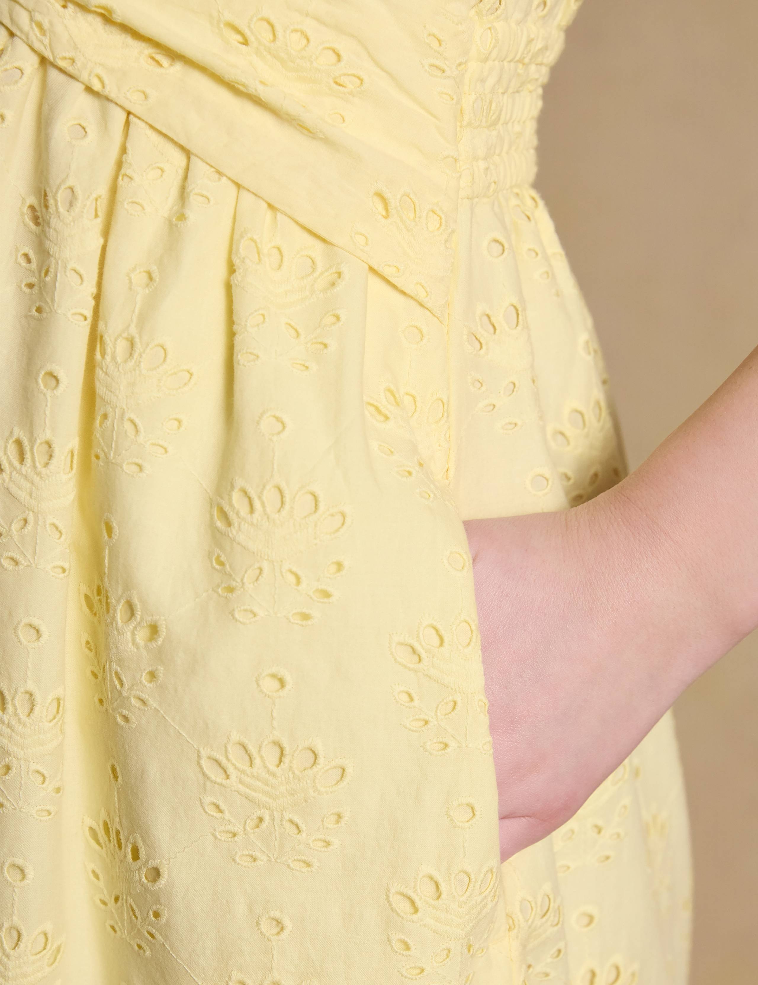 Linen Rich Broderie Midi Shirt Dress 7 of 7