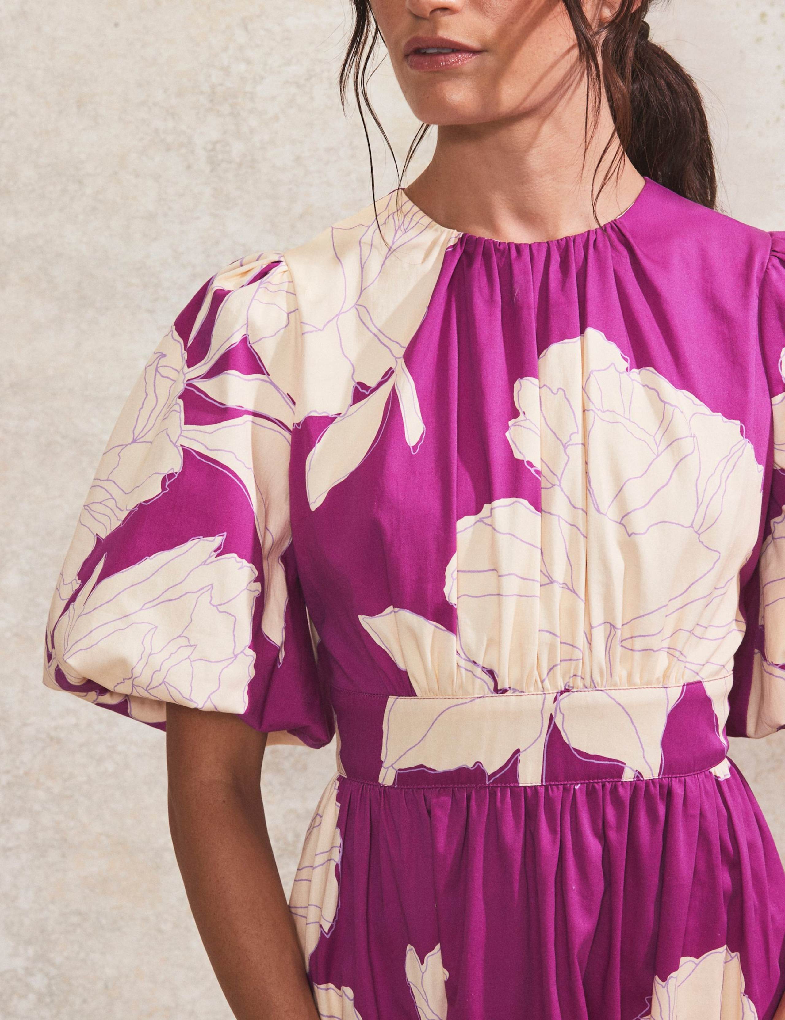Cotton Rich Floral Maxi Waisted Dress 3 of 4