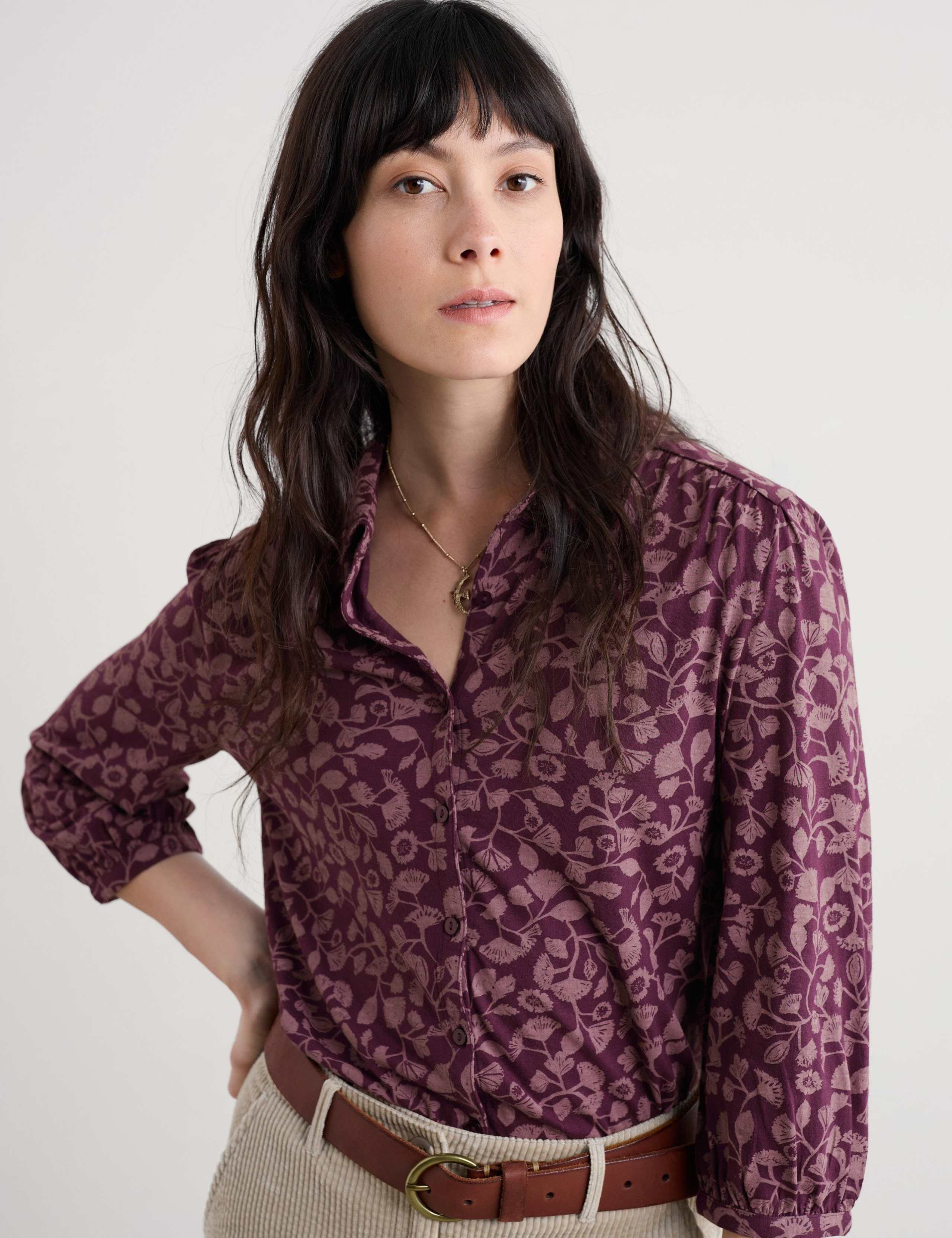 Cotton Modal Floral Collared Shirt 4 of 5