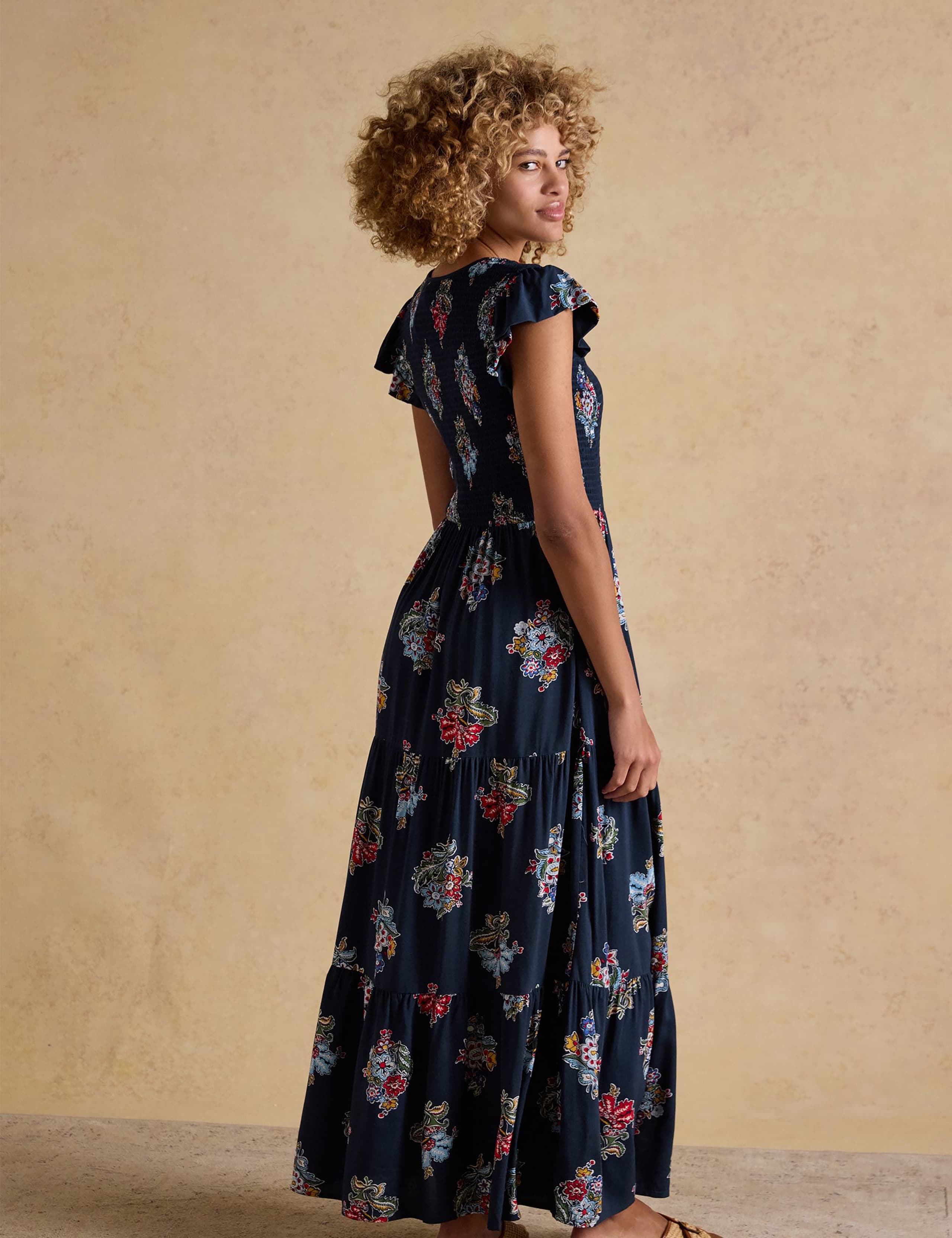 Floral V-Neck Maxi Shirred Dress 3 of 7