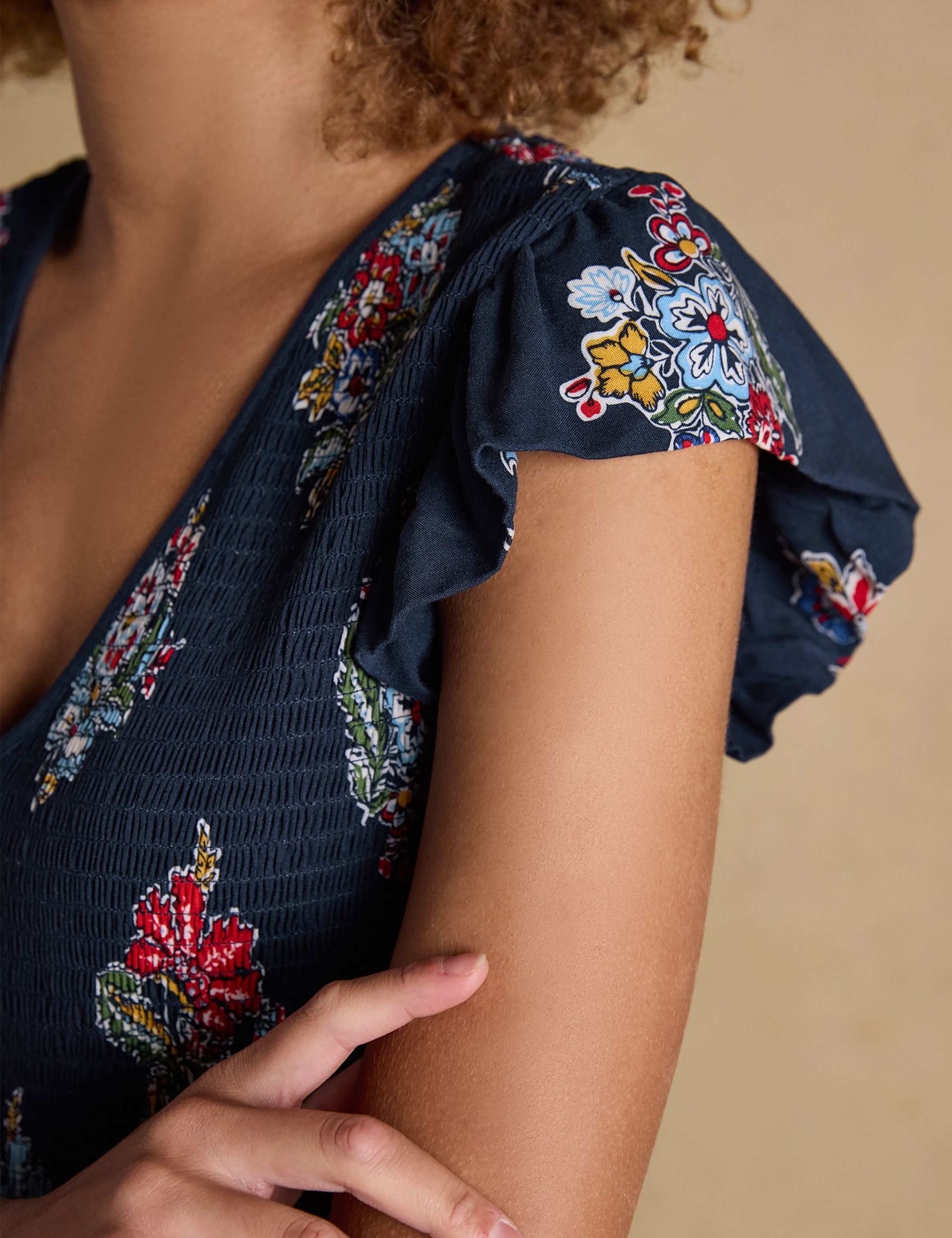 Floral V-Neck Maxi Shirred Dress 7 of 7