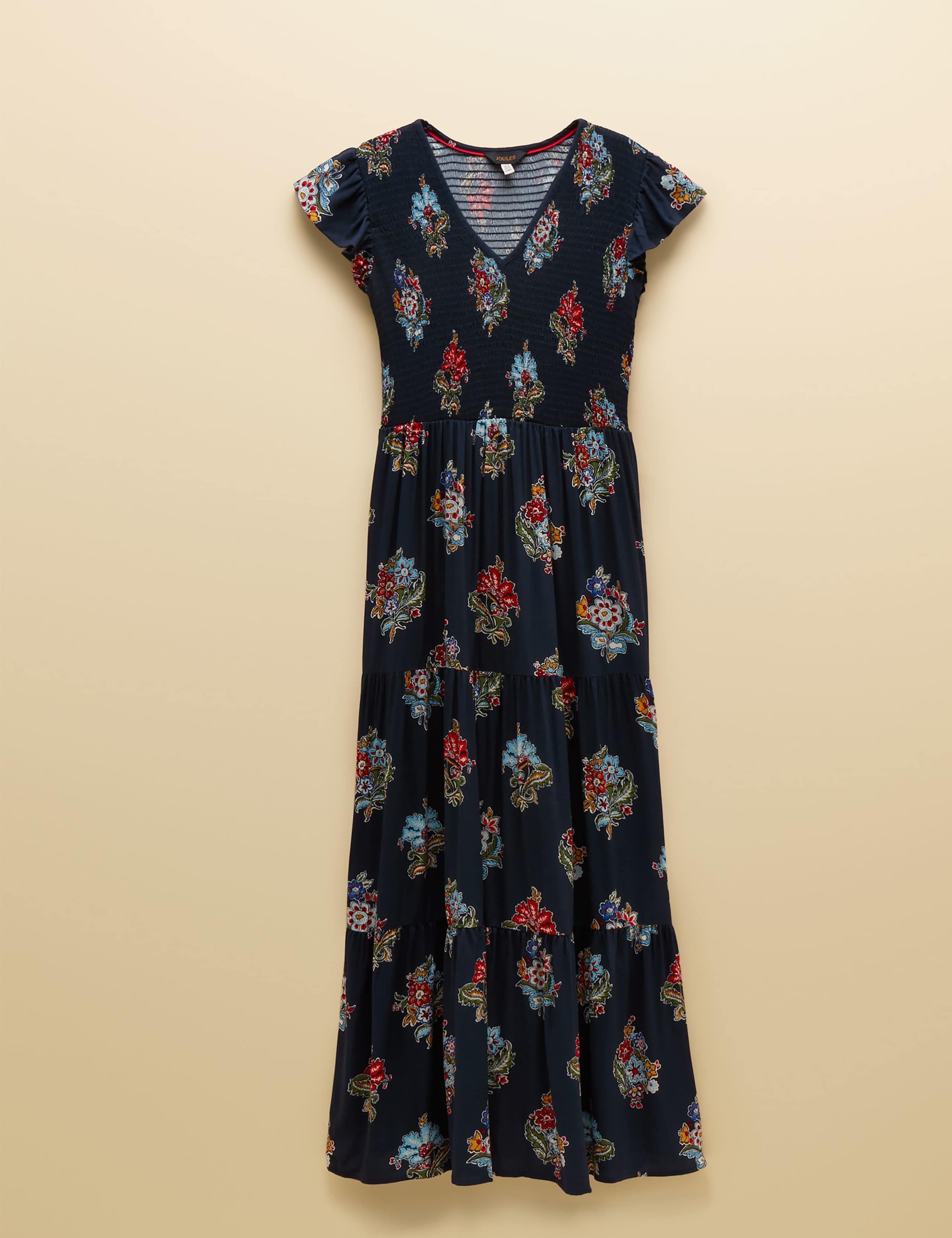 Floral V-Neck Maxi Shirred Dress 2 of 7