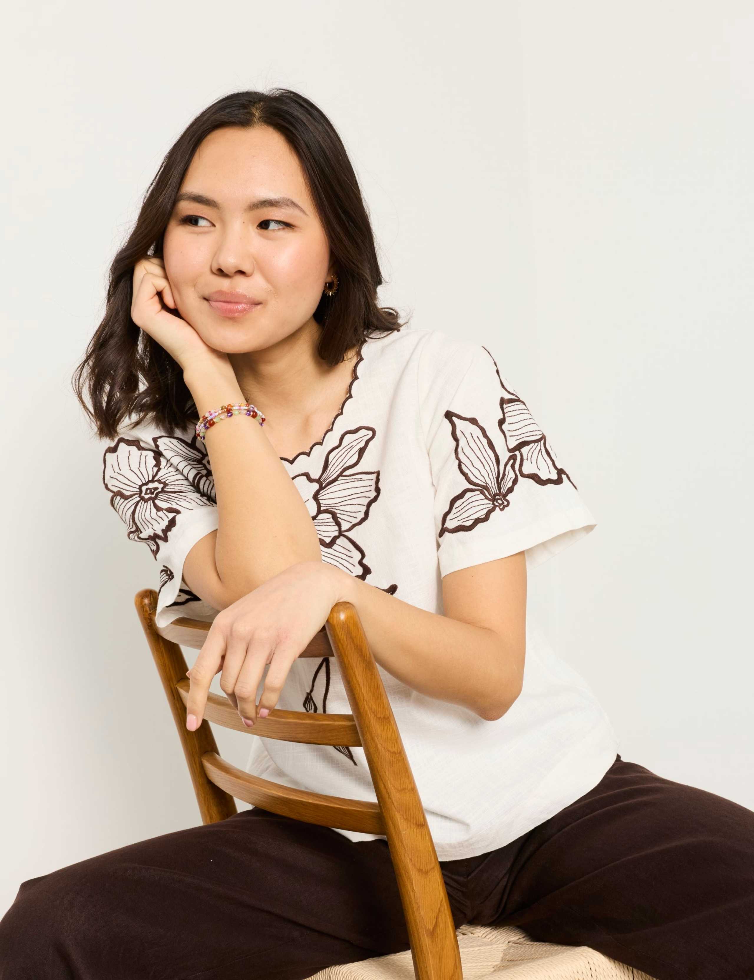 Cotton Blend Embroidered Blouse 4 of 6