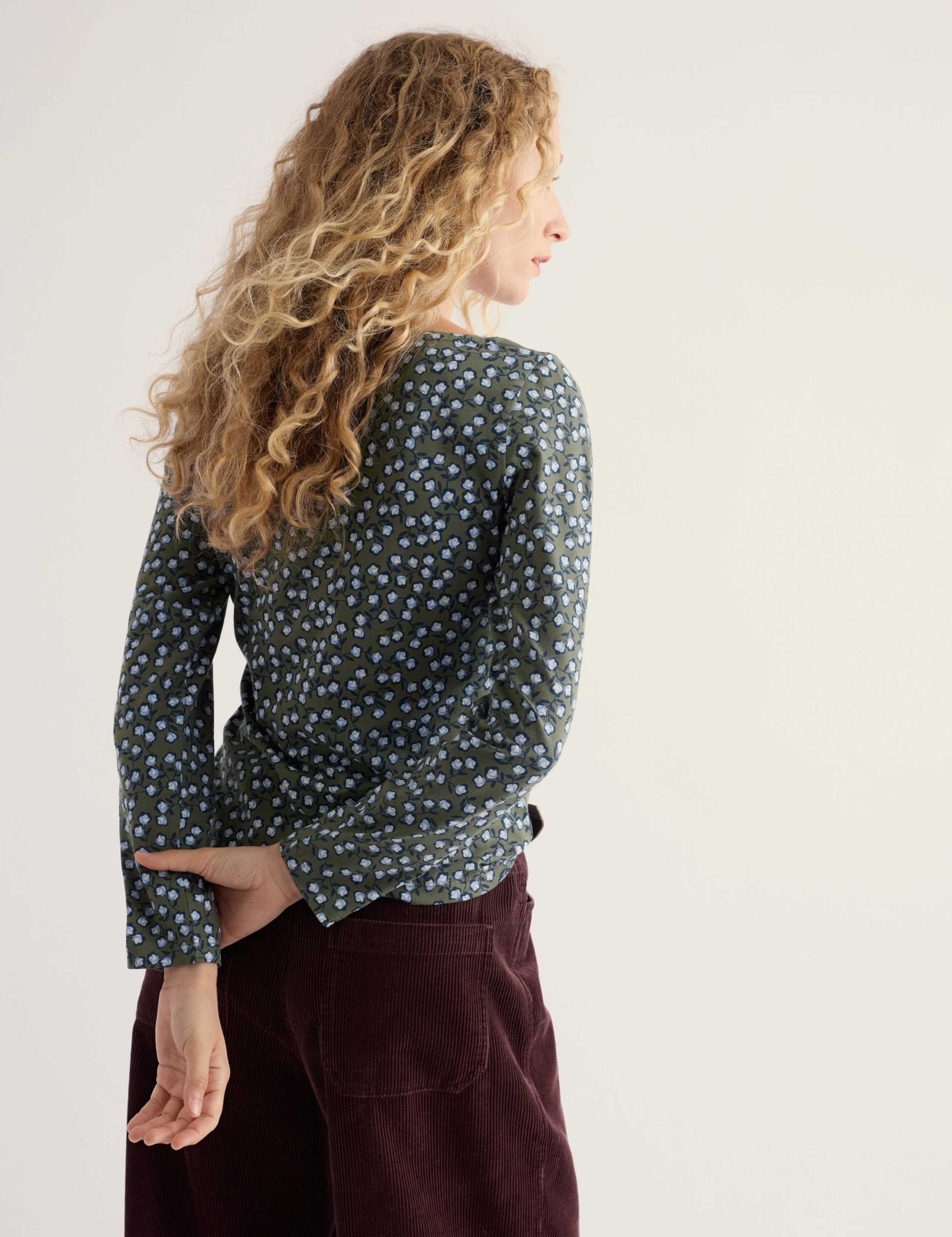 Cotton Rich Floral Round Neck Top 4 of 5