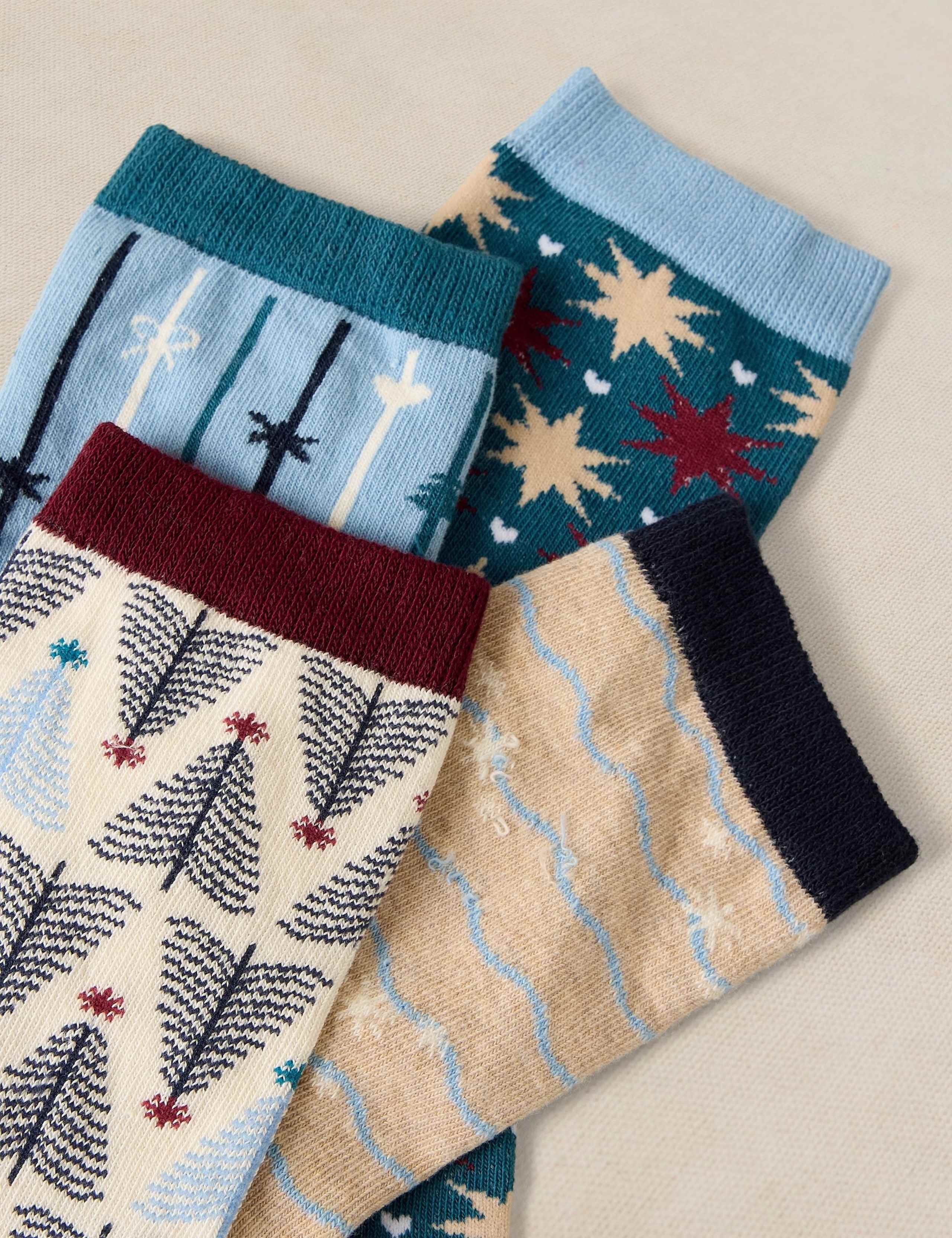 4 Pack Cotton Rich Christmas Ankle Socks 3 of 4