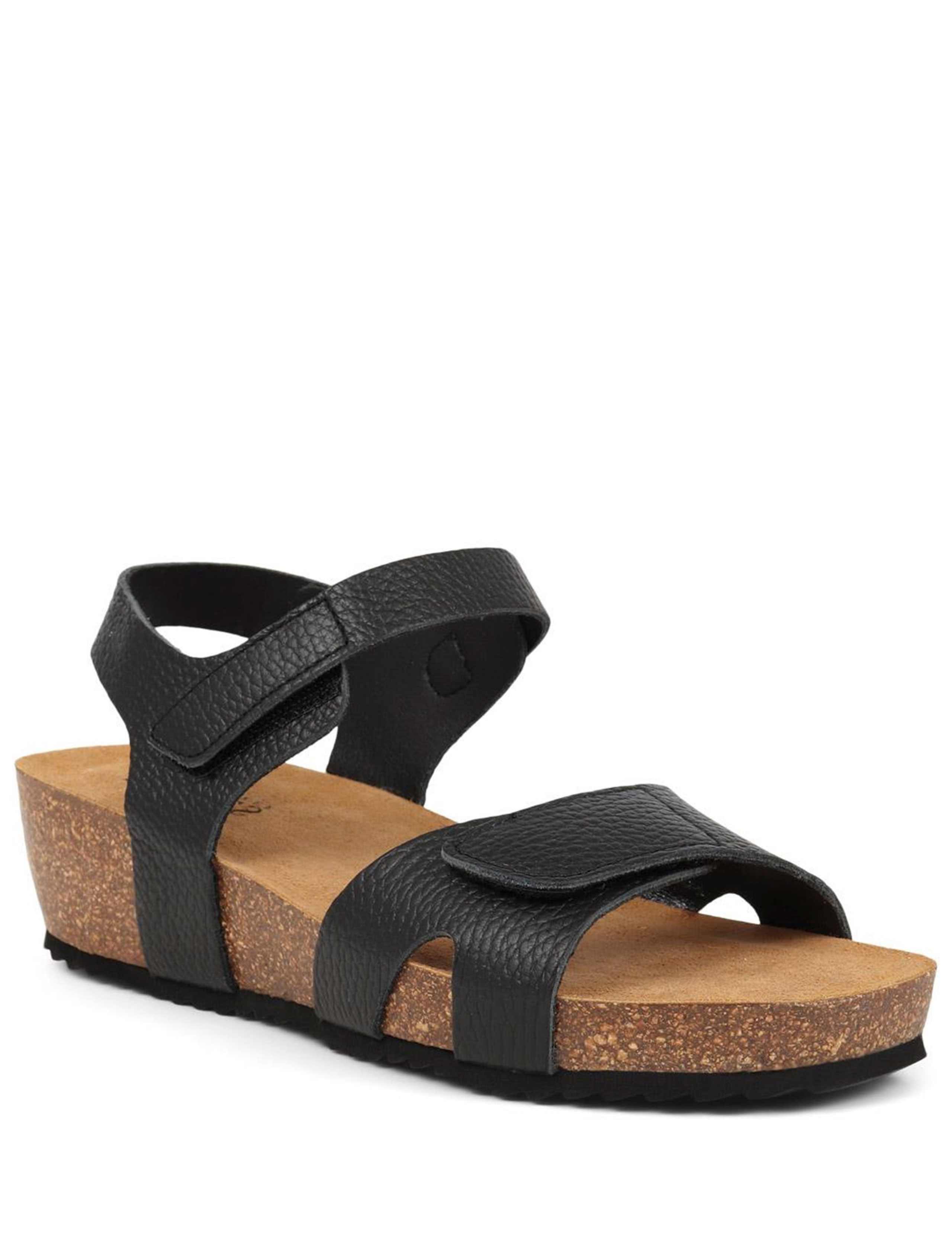 Wide Fit Leather Metallic Flatform Sandals 2 of 5