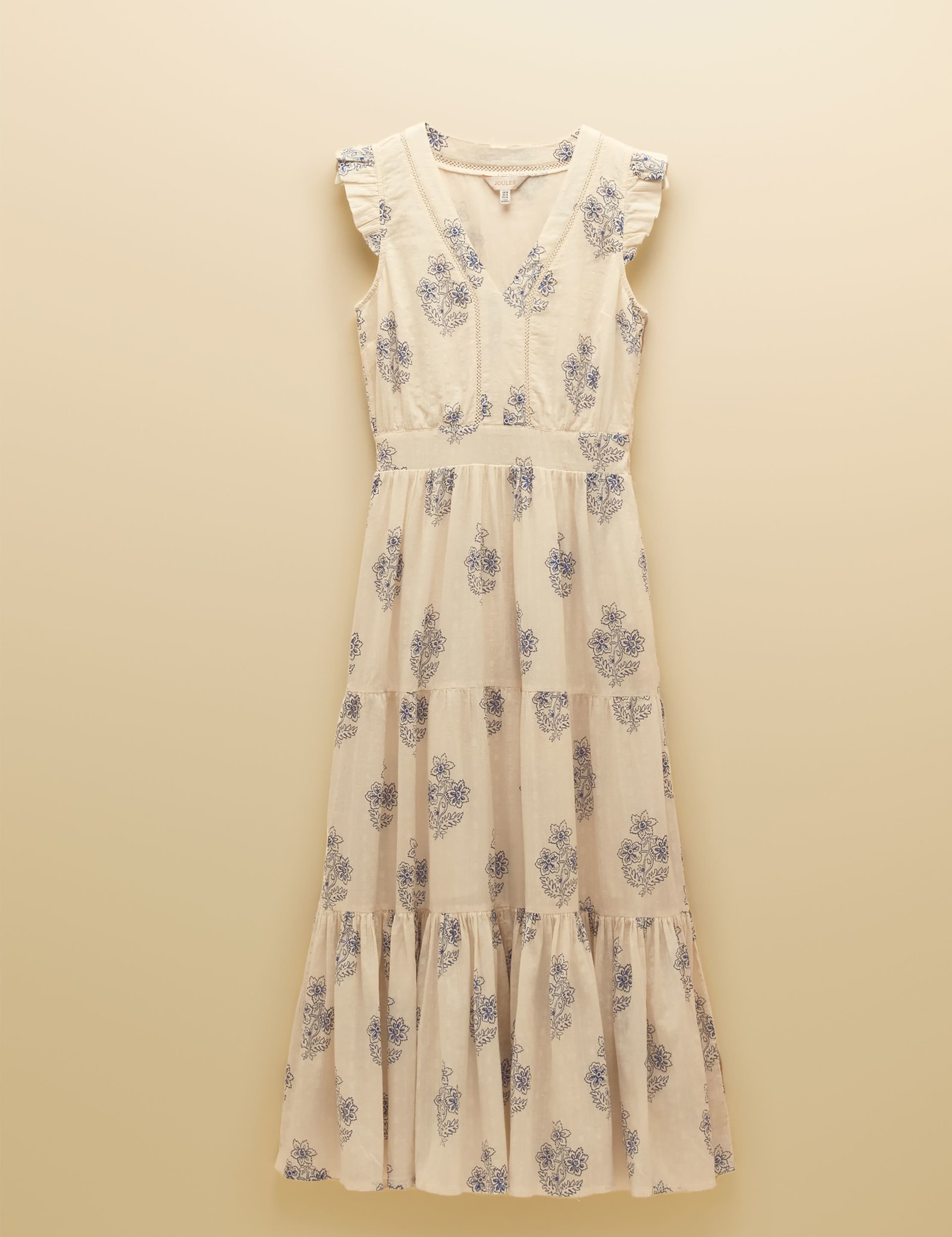 Cotton Rich Printed V-Neck Maxi Tiered Dress 2 of 9