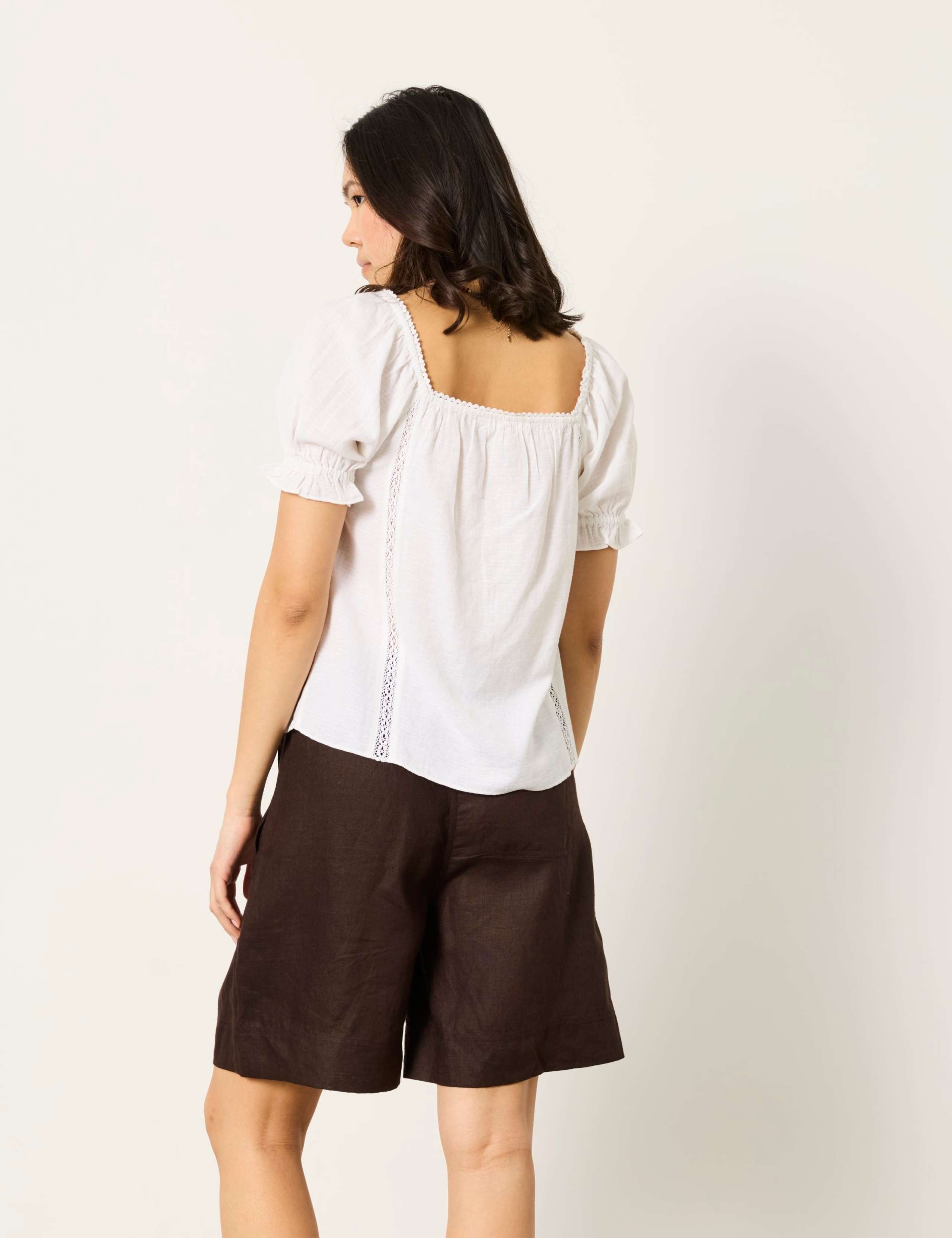 Cotton Blend Textured Blouse with Linen 3 of 6