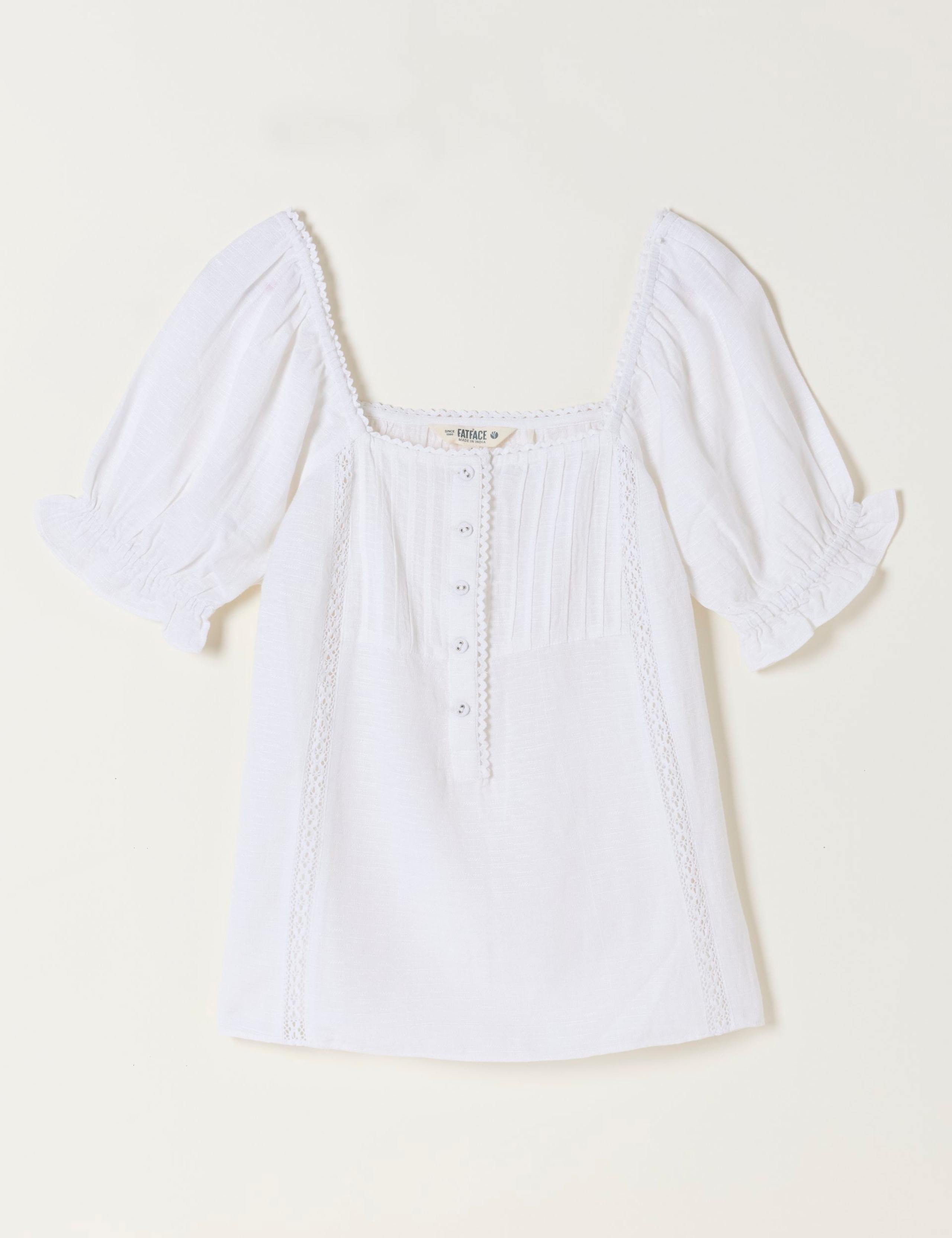 Cotton Blend Textured Blouse with Linen 2 of 6