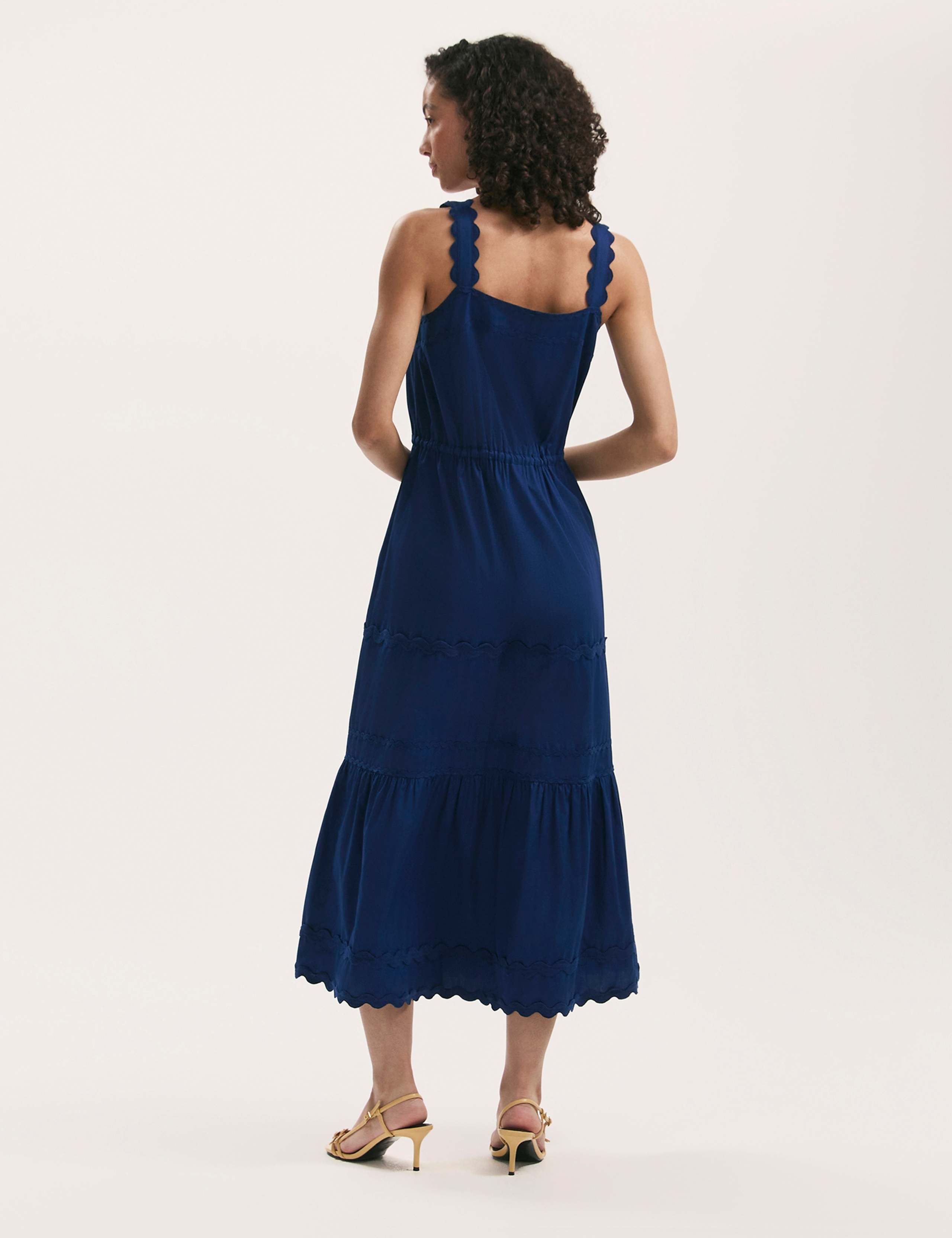 Pure Cotton Square Neck Midi Tiered Dress 3 of 4