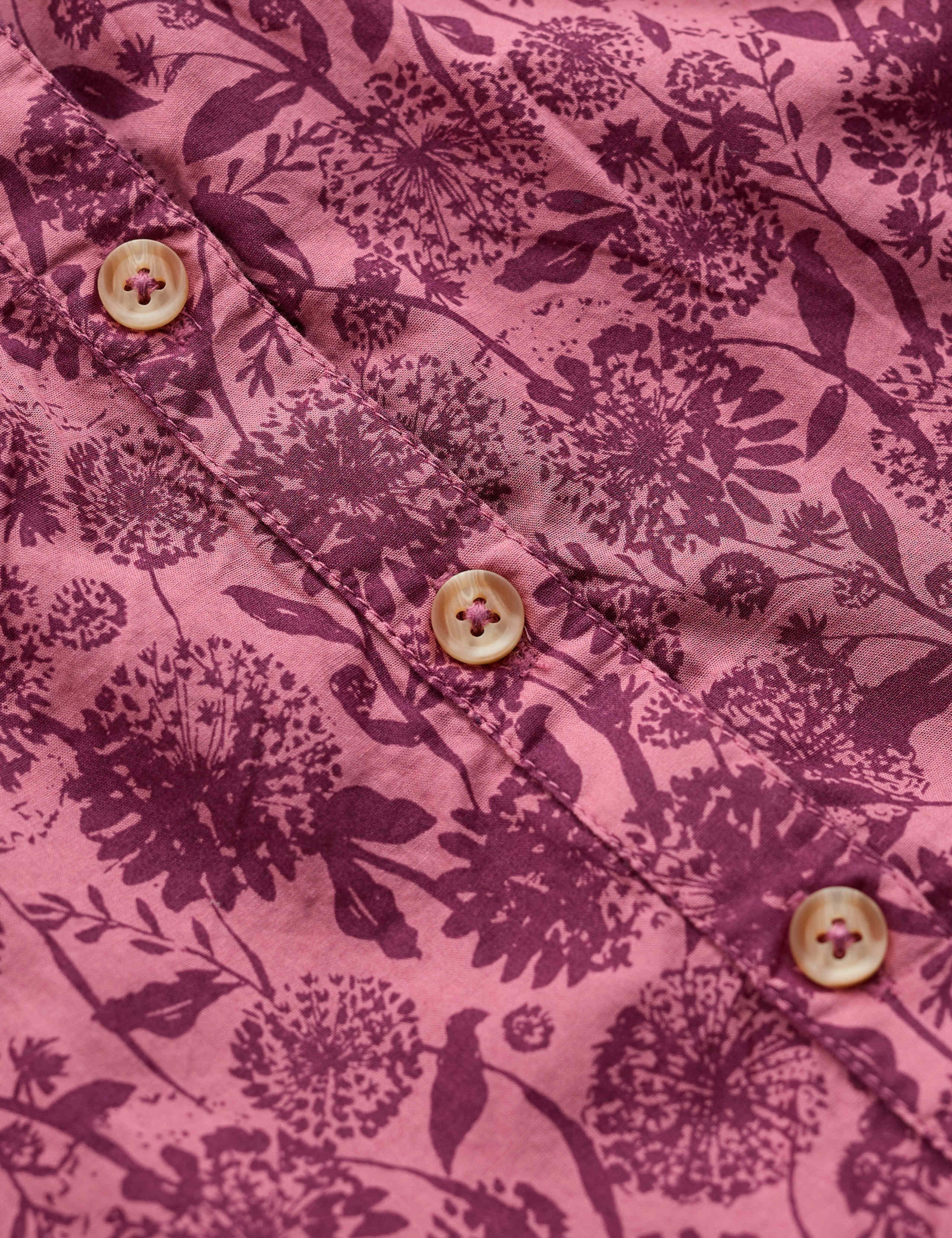 Pure Cotton Floral Button Detail Top 5 of 5