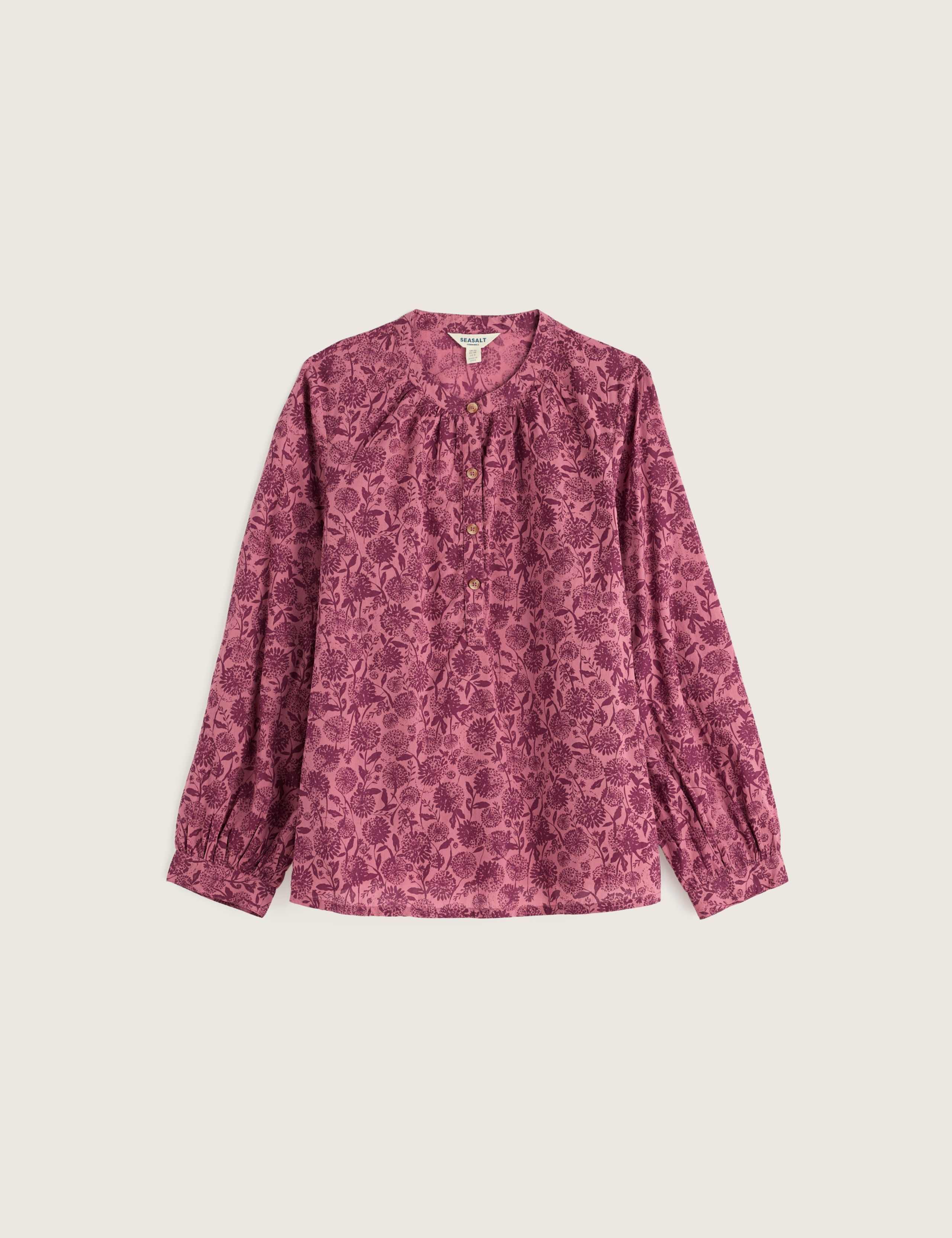 Pure Cotton Floral Button Detail Top 2 of 5