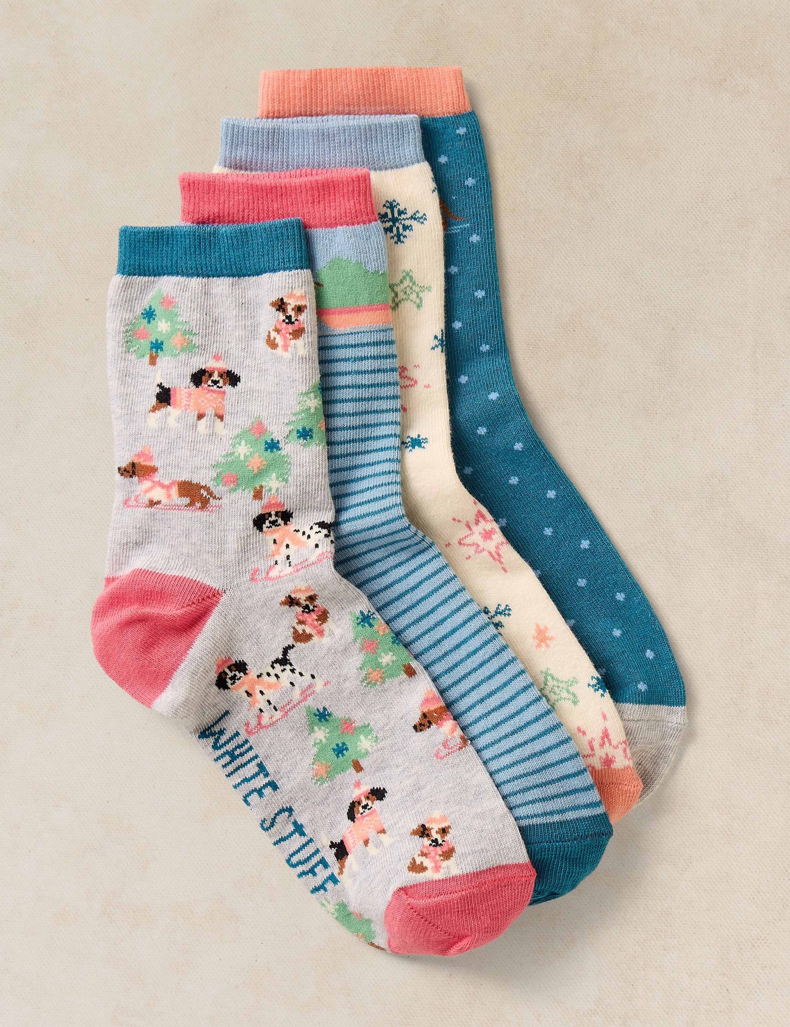 4 Pack Thermal Cotton Rich Christmas Sausage Socks 2 of 4
