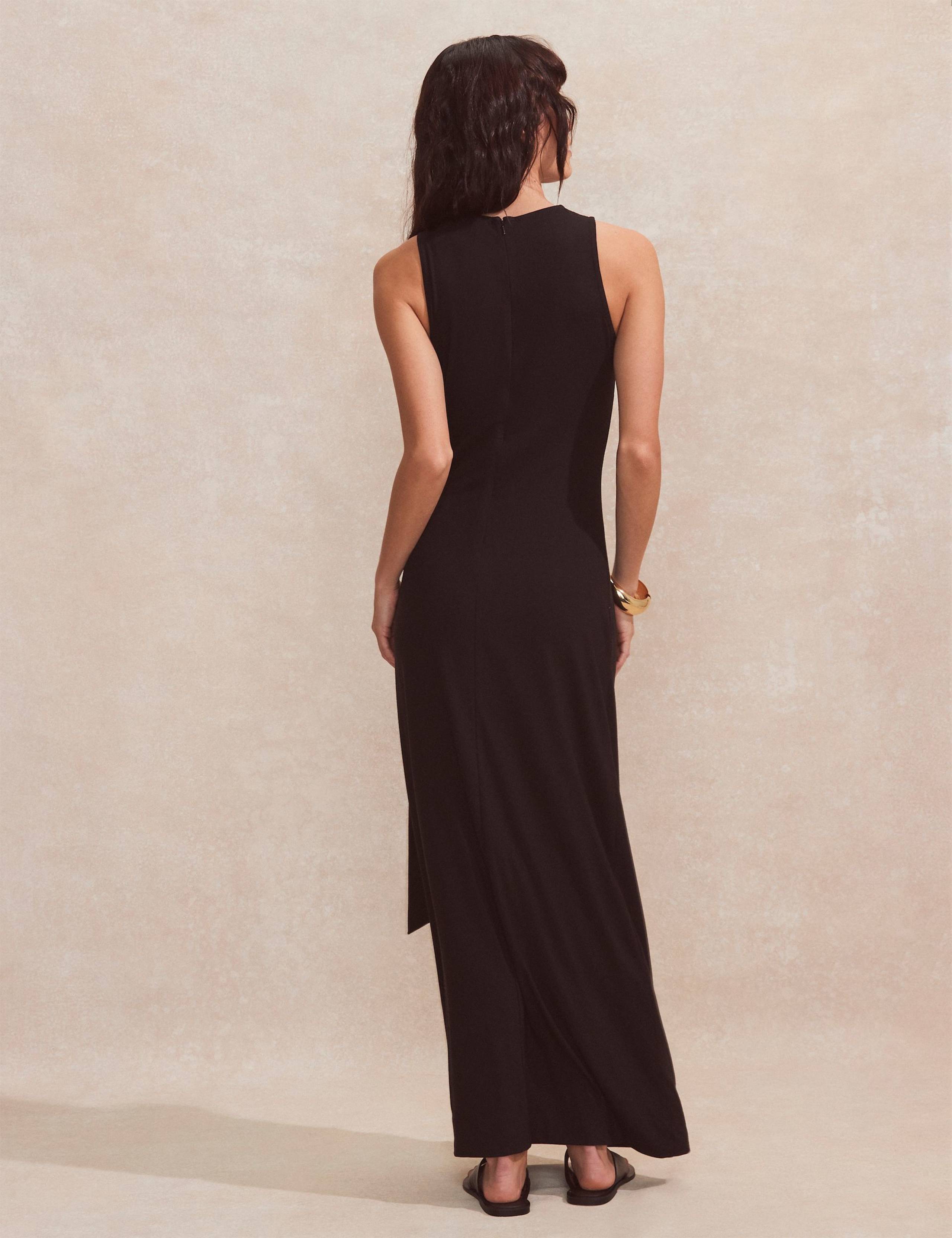 Jersey High Neck Tie Front Midaxi Column Dress 3 of 4
