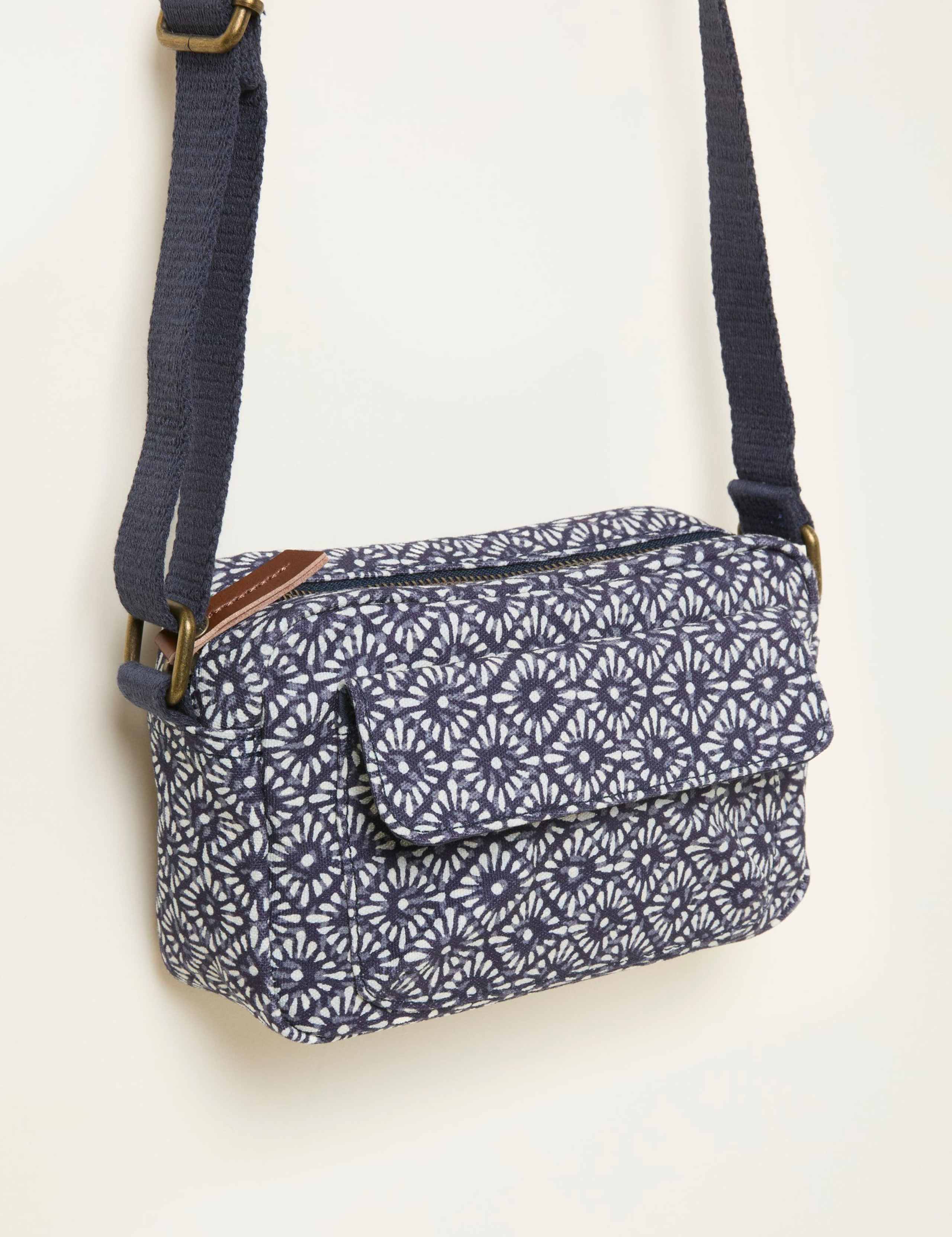 Canvas Geometric Zip Detail Camera Bag 1 of 3