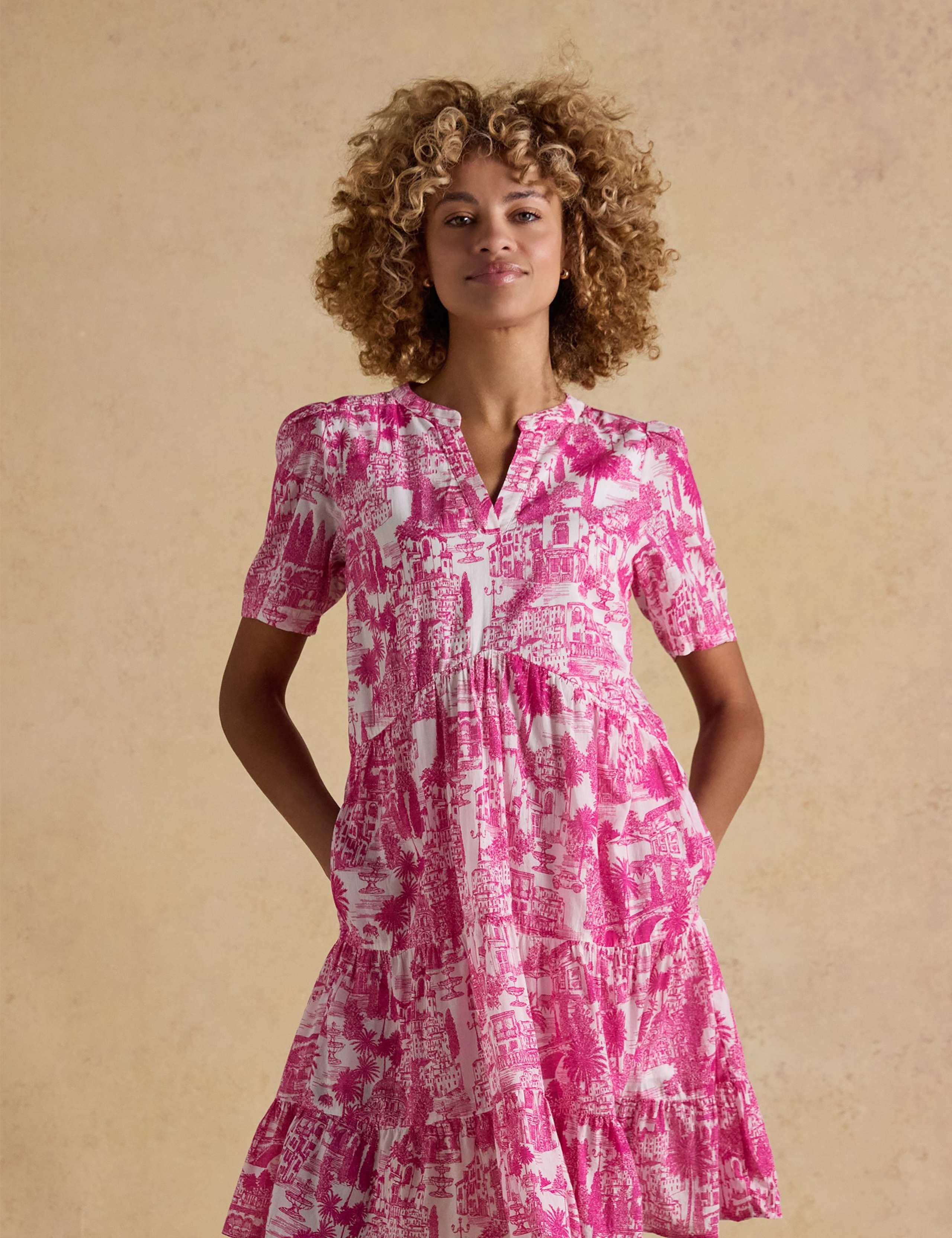 Pure Cotton Printed Midi Tiered Dress 1 of 8