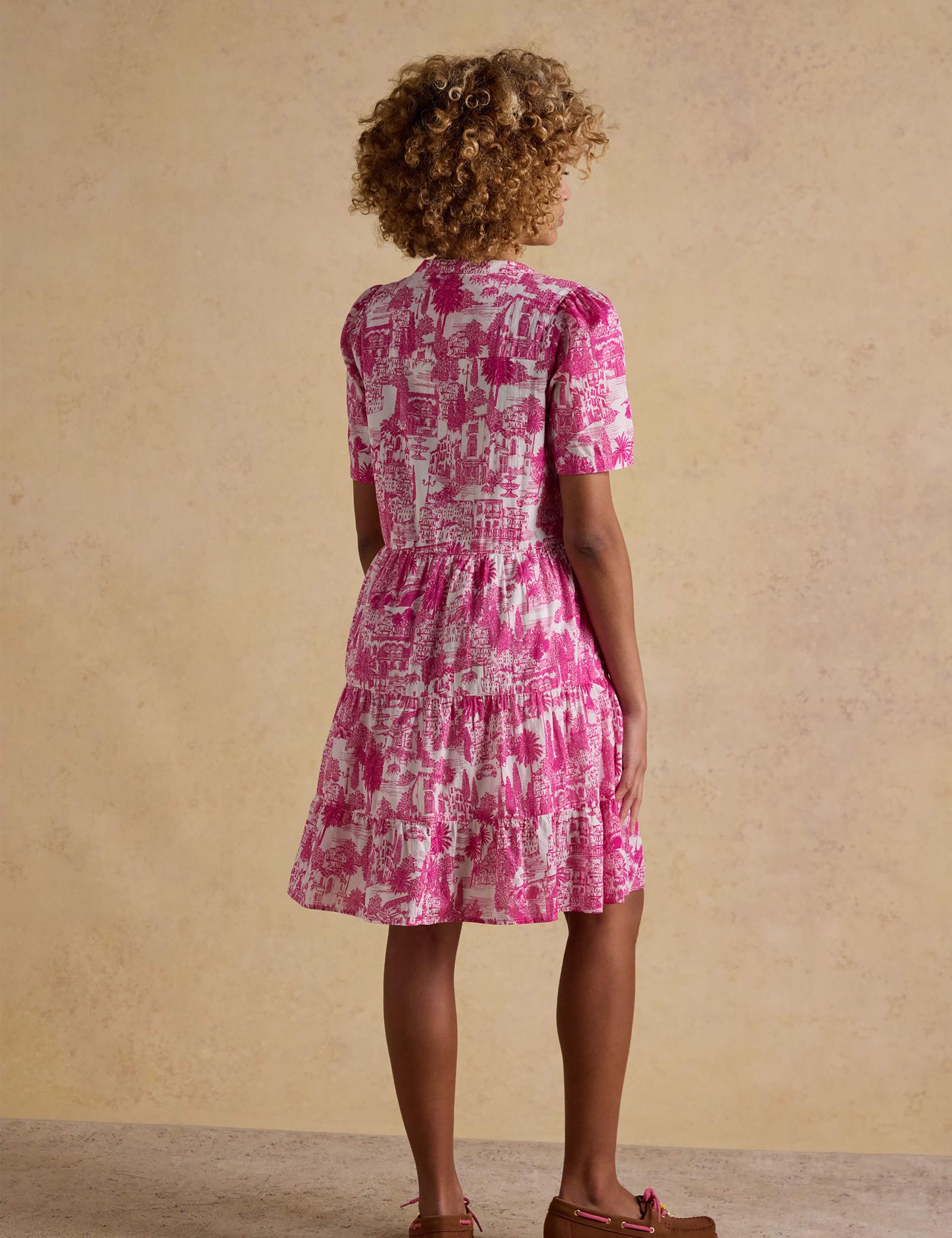 Pure Cotton Printed Midi Tiered Dress 4 of 8