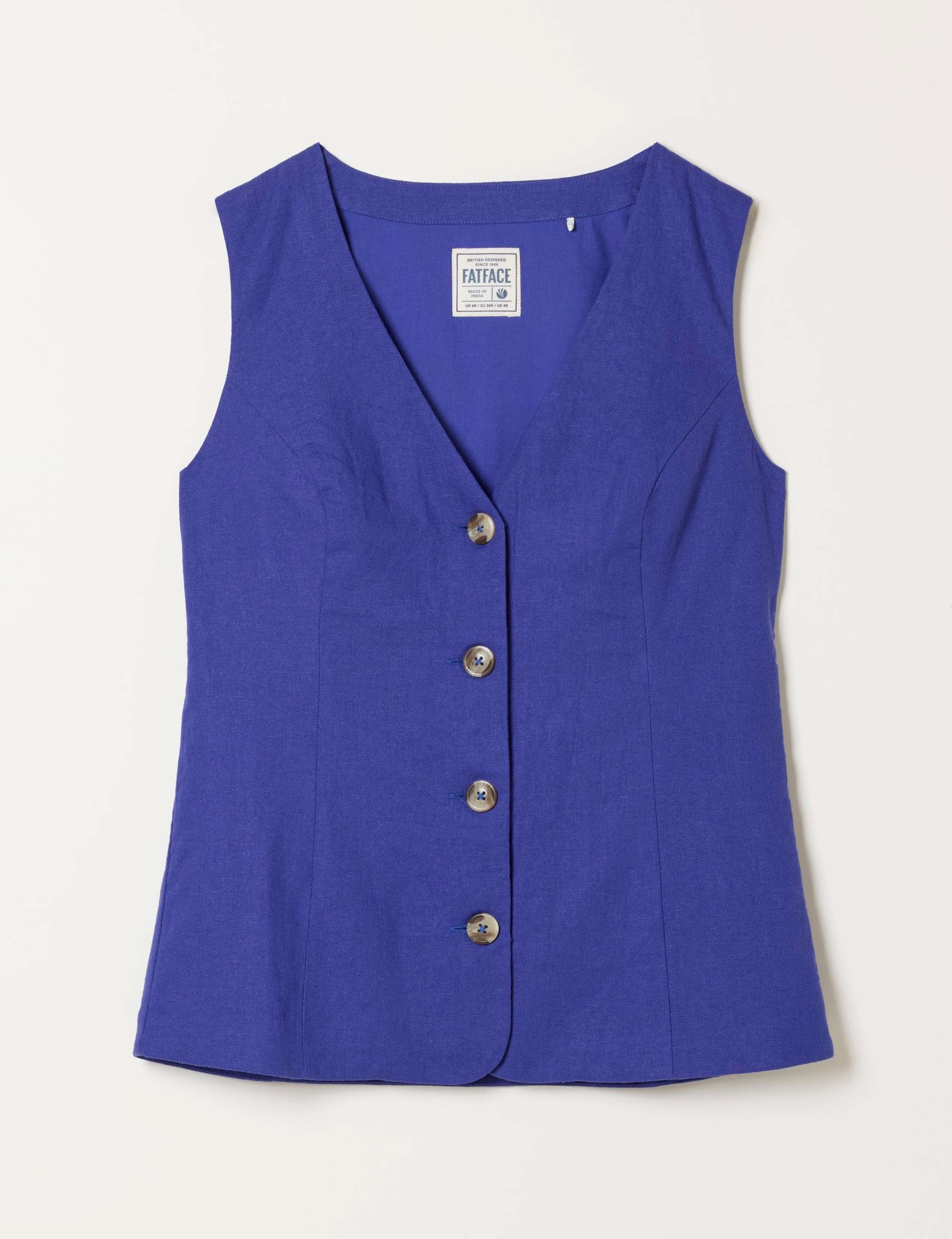 Linen Rich V-Neck Button Through Waistcoat 2 of 6