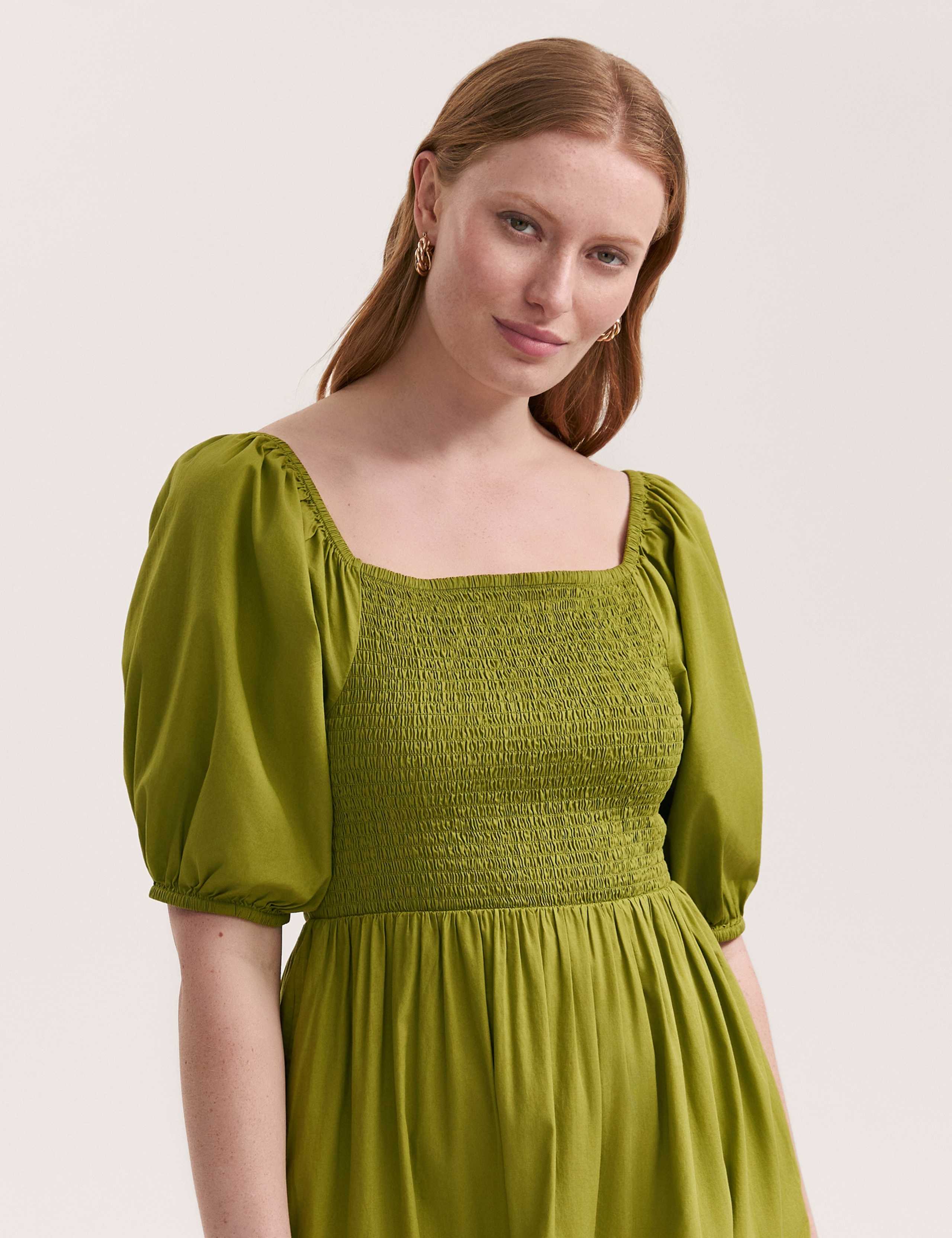 Pure Cotton Textured Midi Tiered Dress 4 of 4