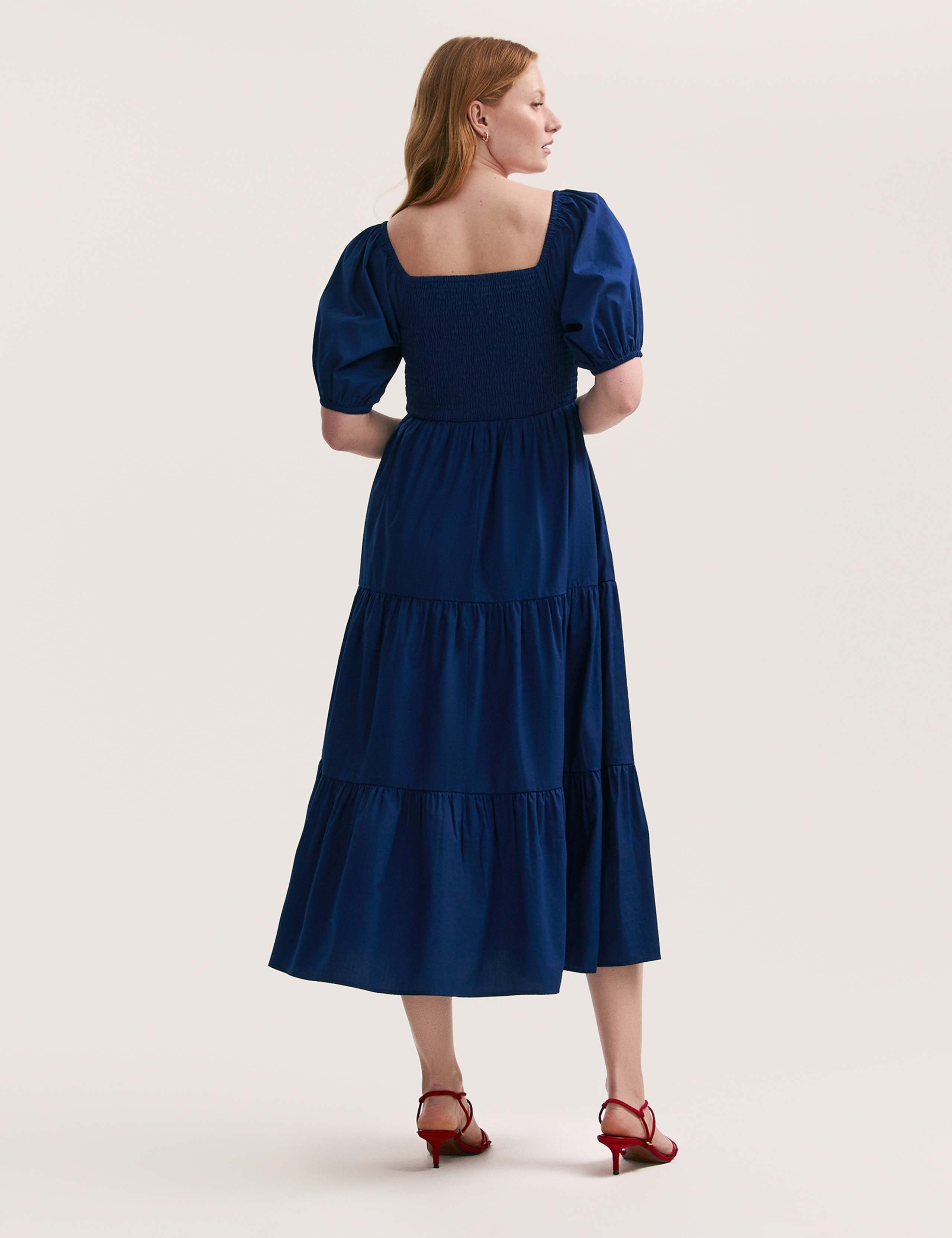 Pure Cotton Textured Midi Tiered Dress 3 of 4