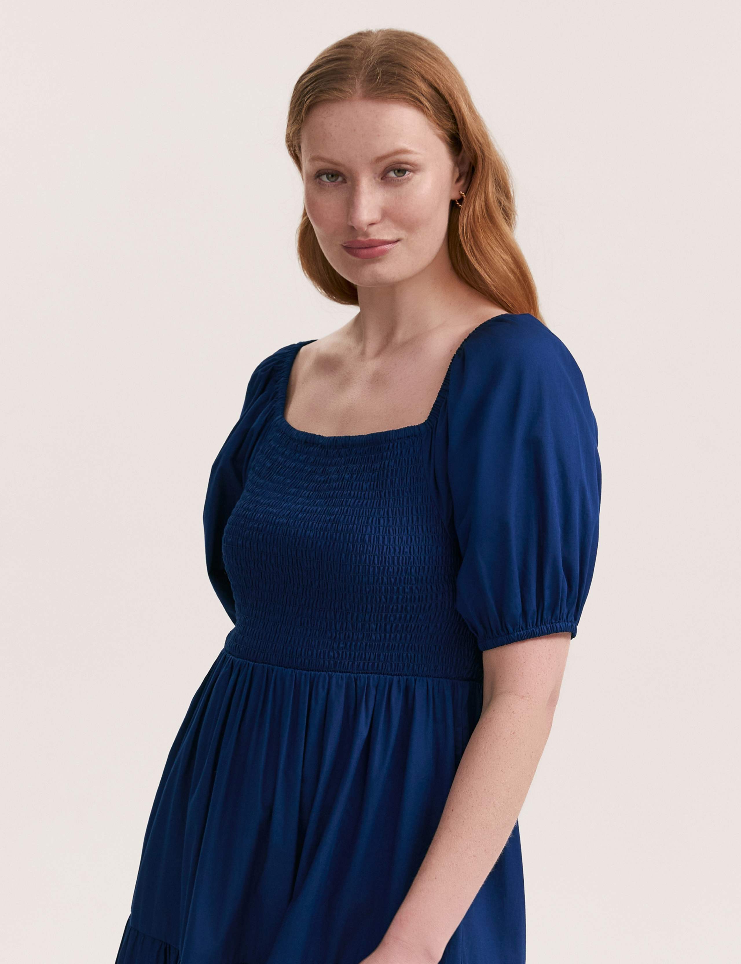Pure Cotton Textured Midi Tiered Dress 4 of 4