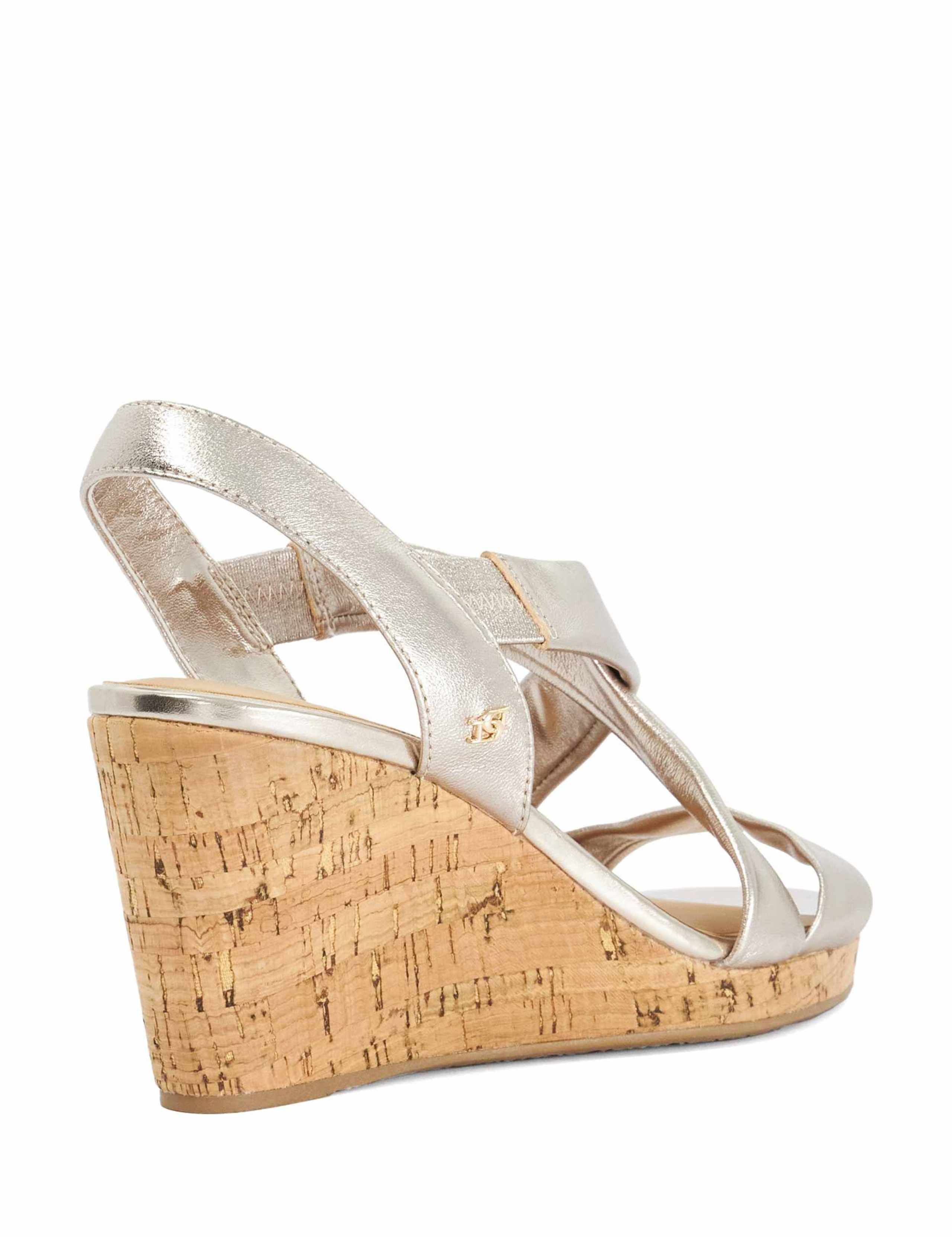 Wide Fit Leather Metallic Wedge Sandals 4 of 5