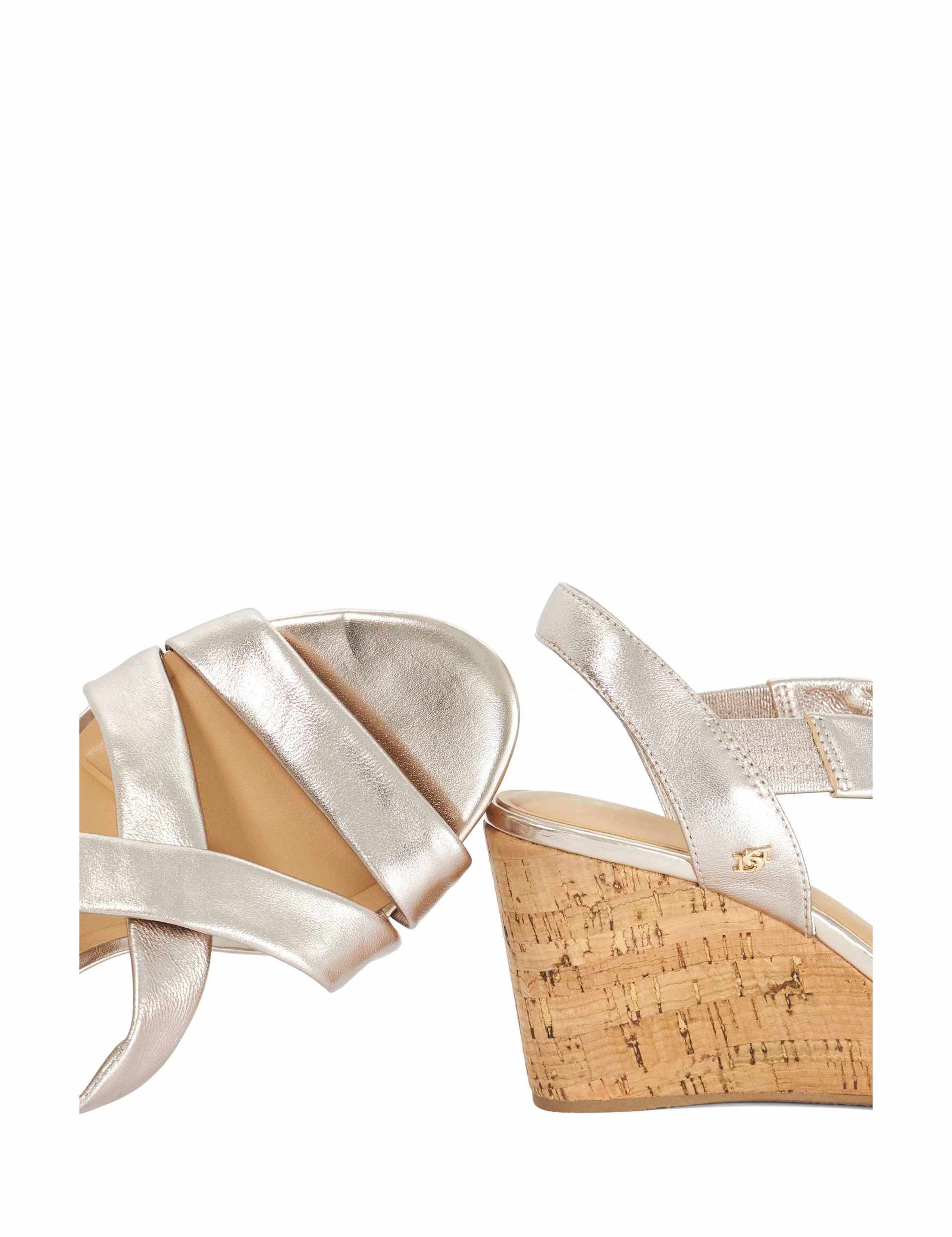 Wide Fit Leather Metallic Wedge Sandals 5 of 5