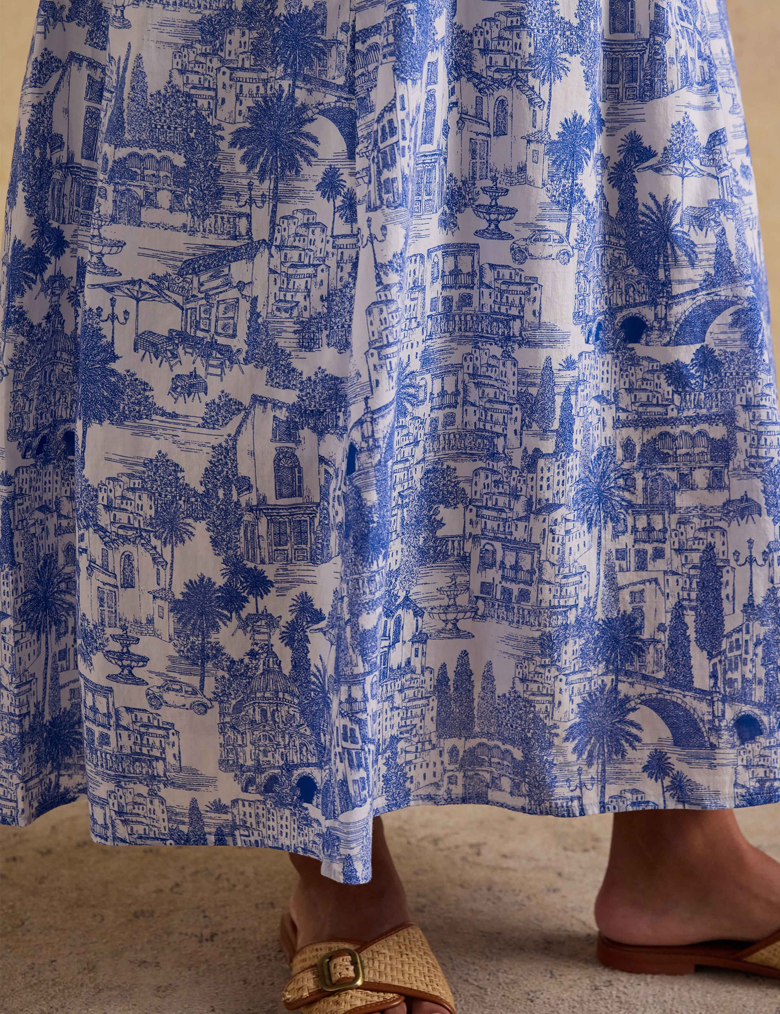 Pure Cotton Printed Midaxi Waisted Dress 3 of 6