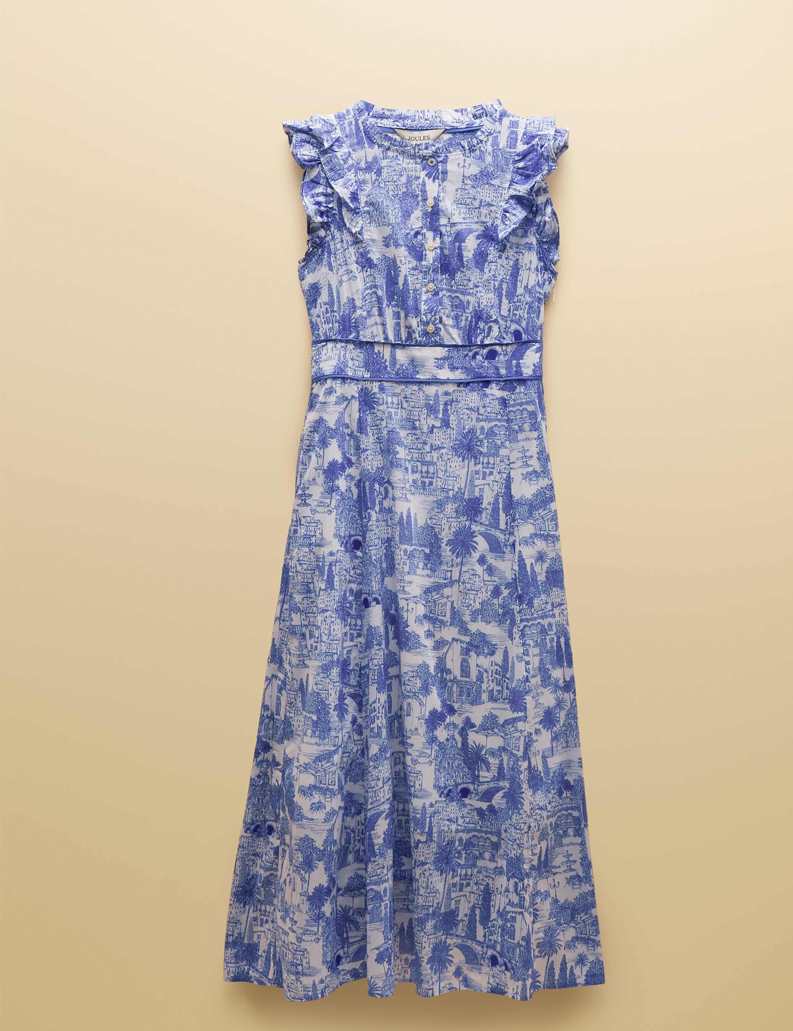 Pure Cotton Printed Midaxi Waisted Dress 1 of 6