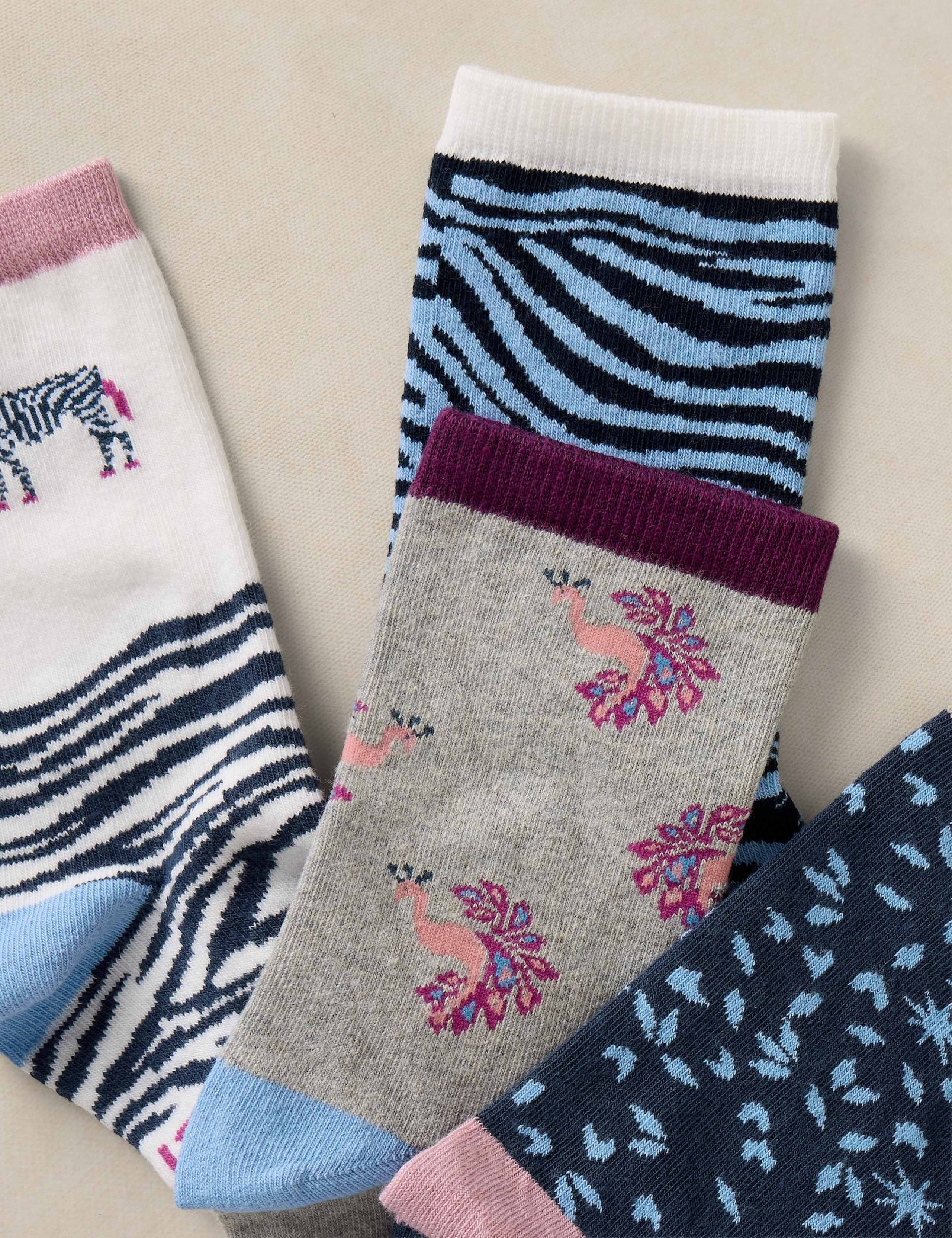 4 Pack Thermal Cotton Rich Zebra Print Socks 2 of 2