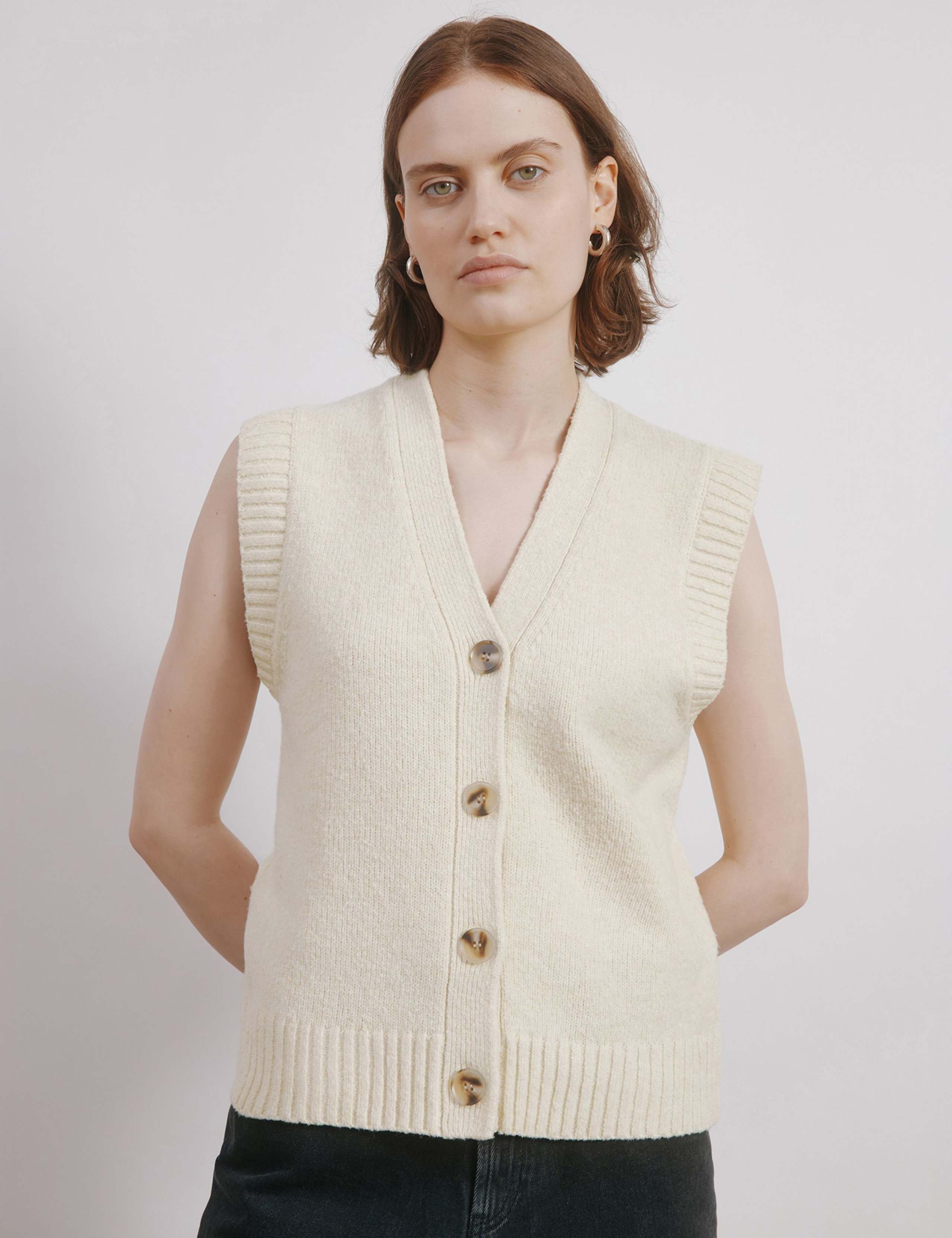 V-Neck Knitted Waistcoat with Wool 1 of 4