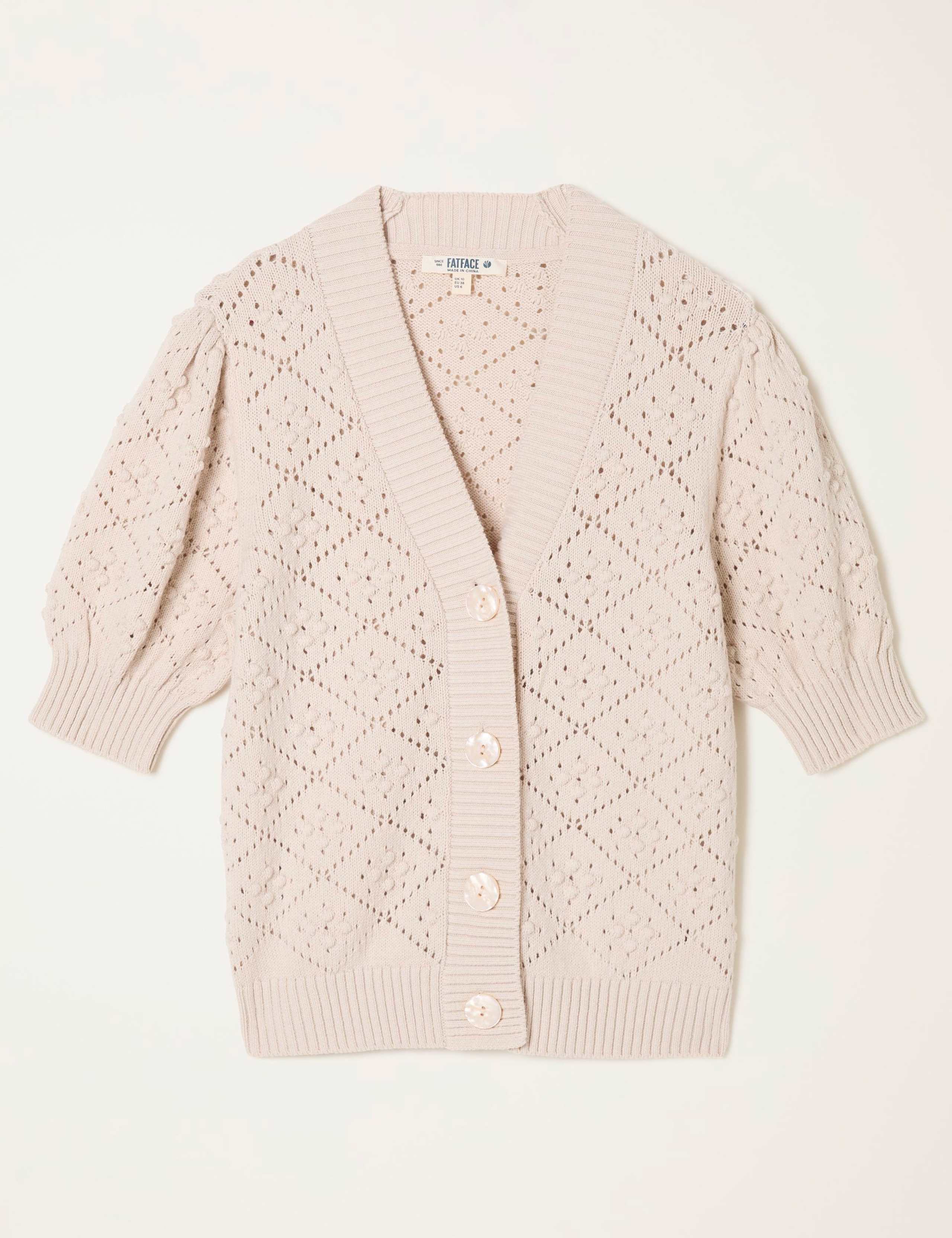 Cotton Rich Pointelle V-Neck Cardigan 2 of 6