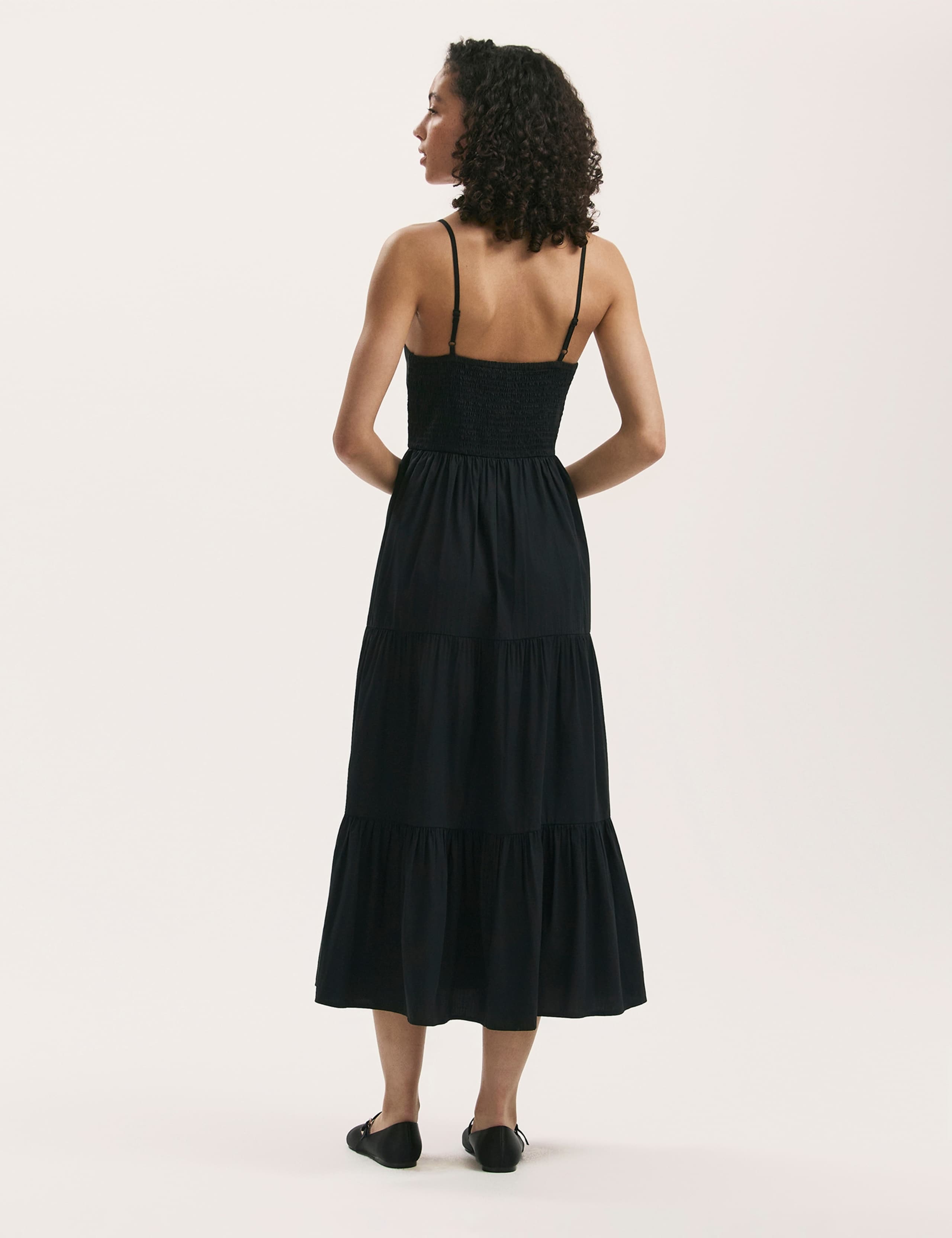 Pure Cotton V-Neck Strappy Midi Tiered Dress 3 of 4