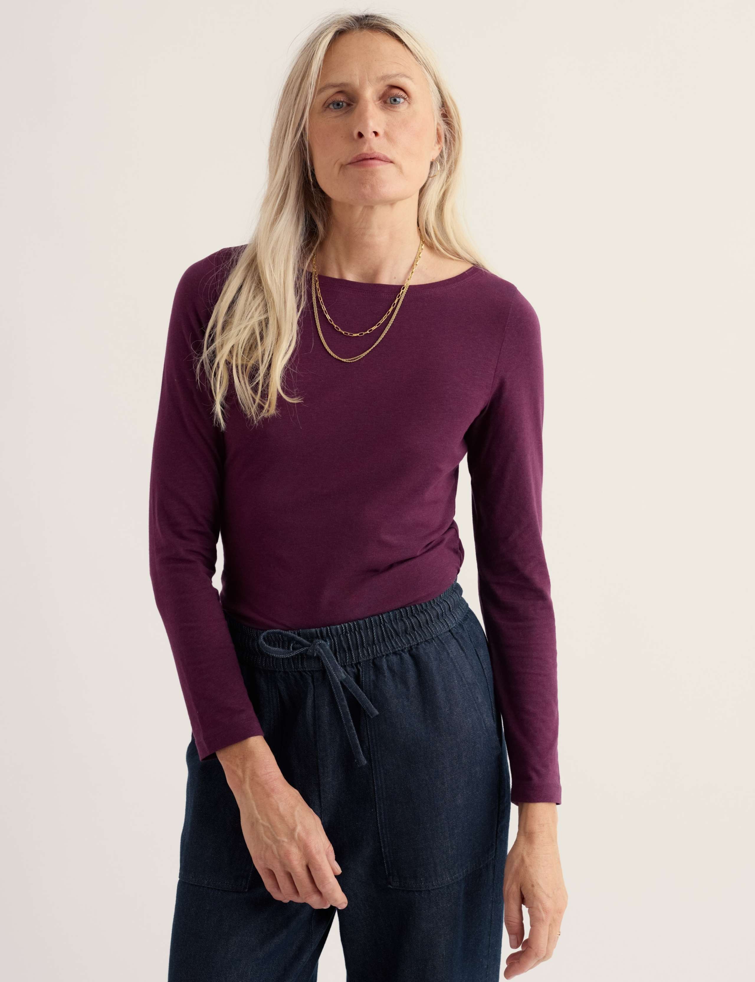 Cotton Rich Jersey Fitted Round Neck Top 4 of 5