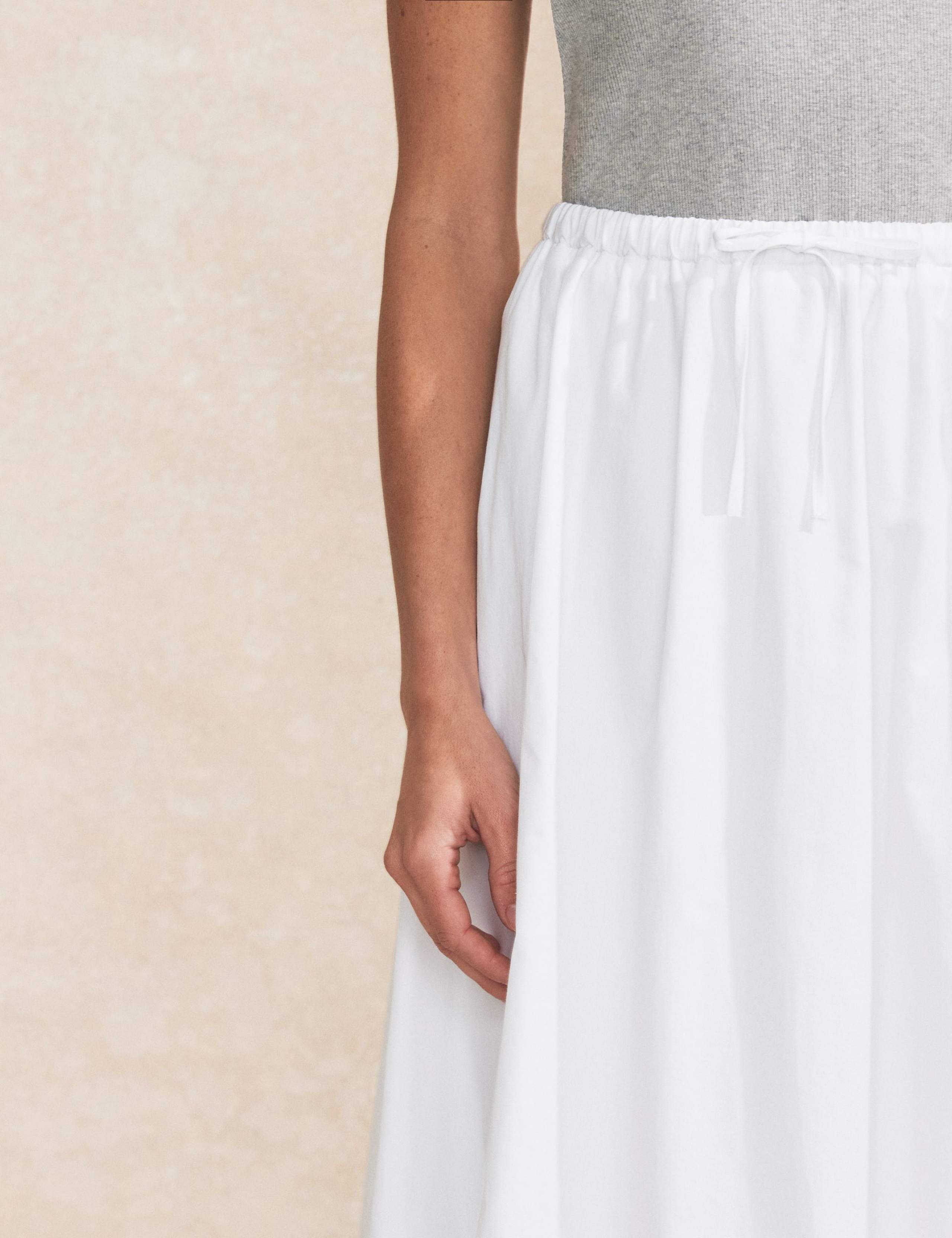 Pure Cotton Bubble Hem Midaxi A-Line Skirt 4 of 5