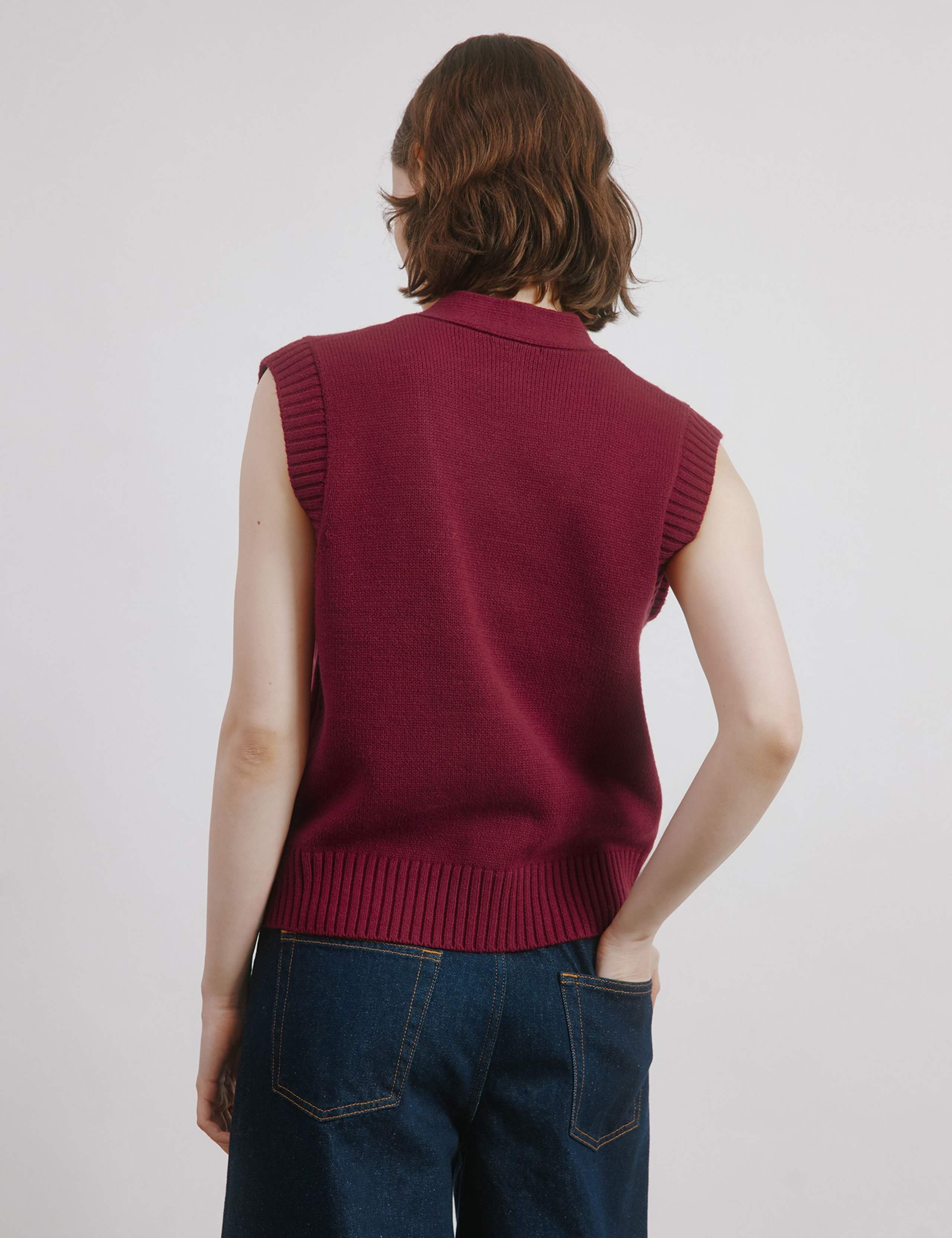 V-Neck Knitted Waistcoat with Wool 4 of 4