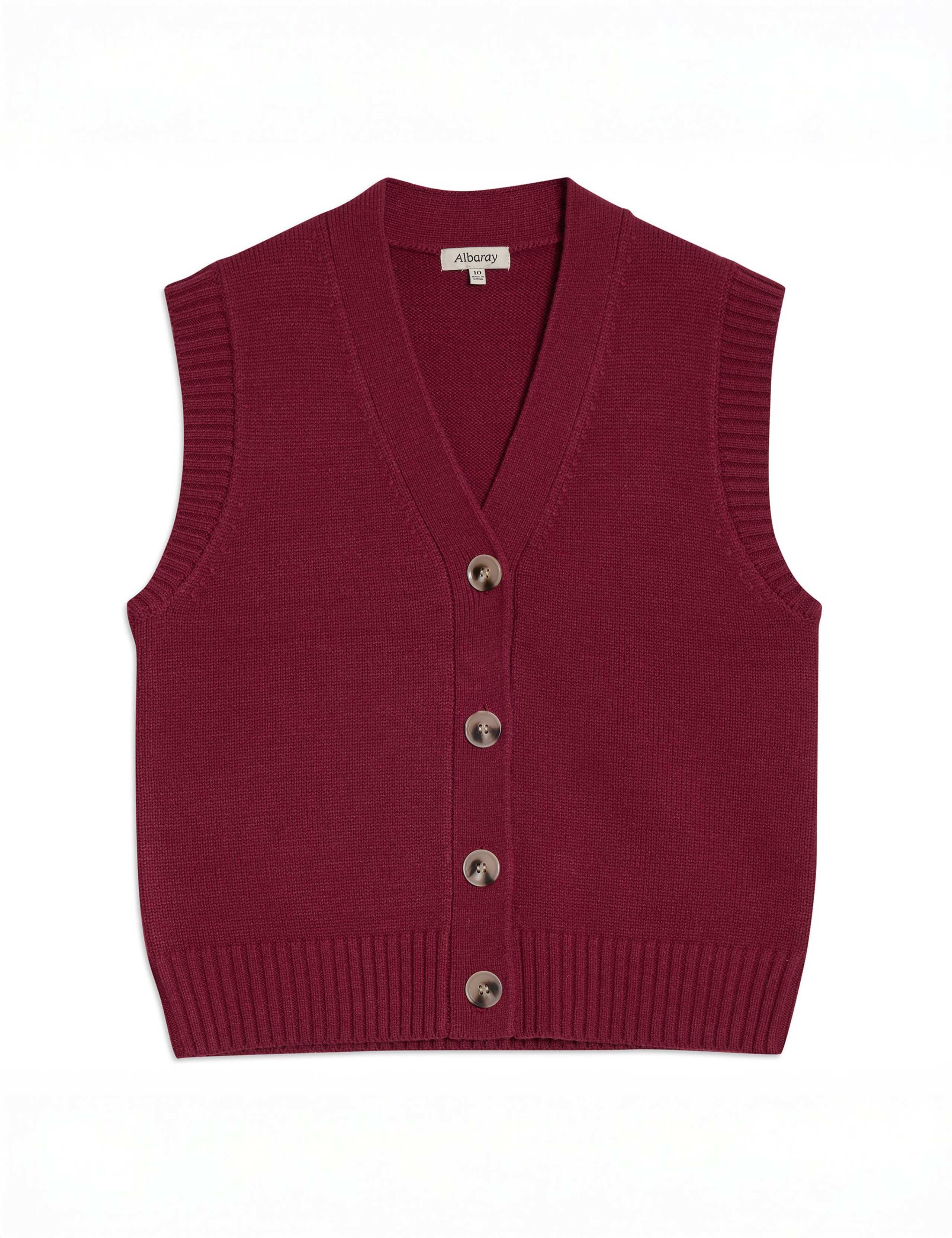 V-Neck Button Front Waistcoat with Wool 2 of 4