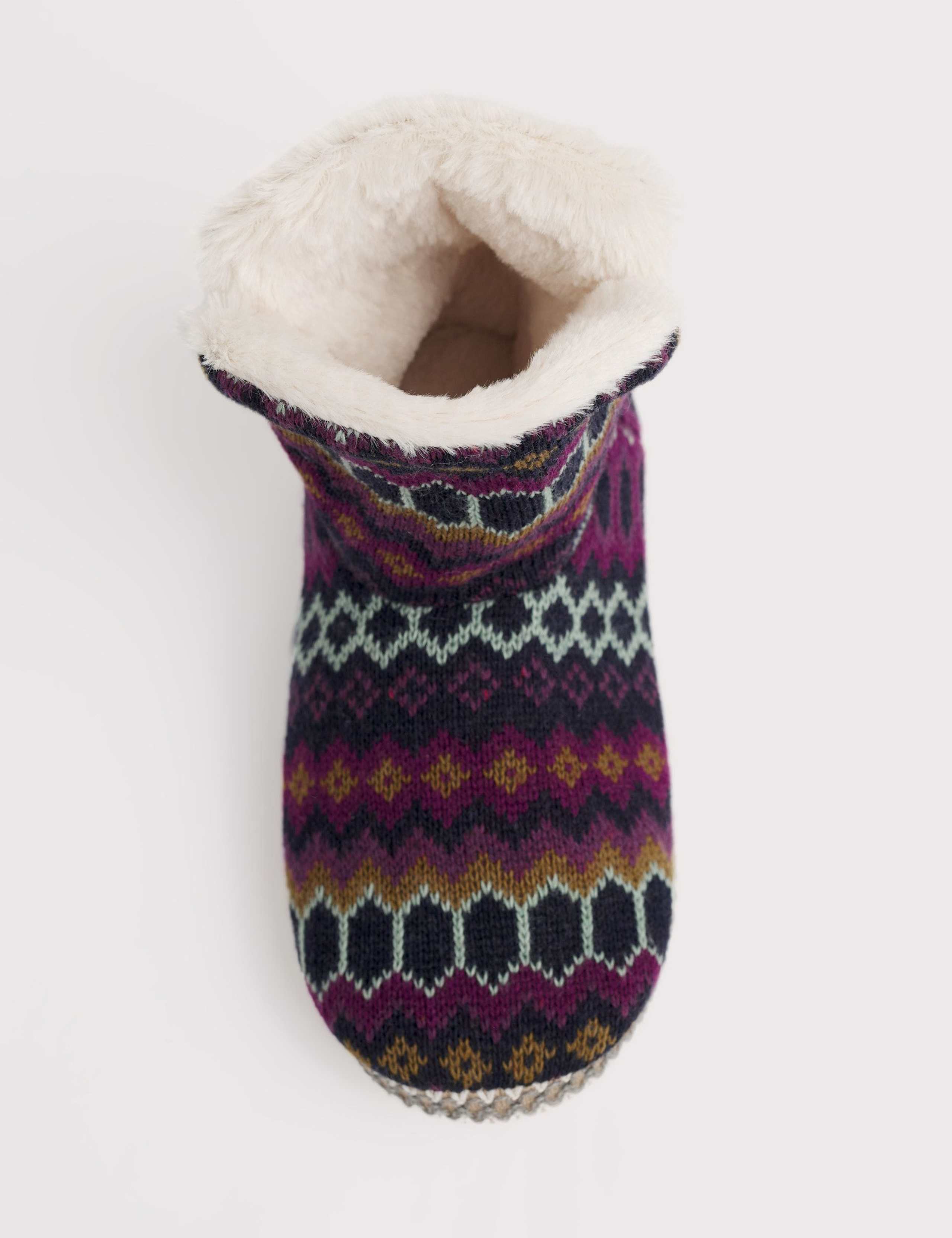 Knitted Jacquard Faux Fur Lined Slipper Boots 2 of 5