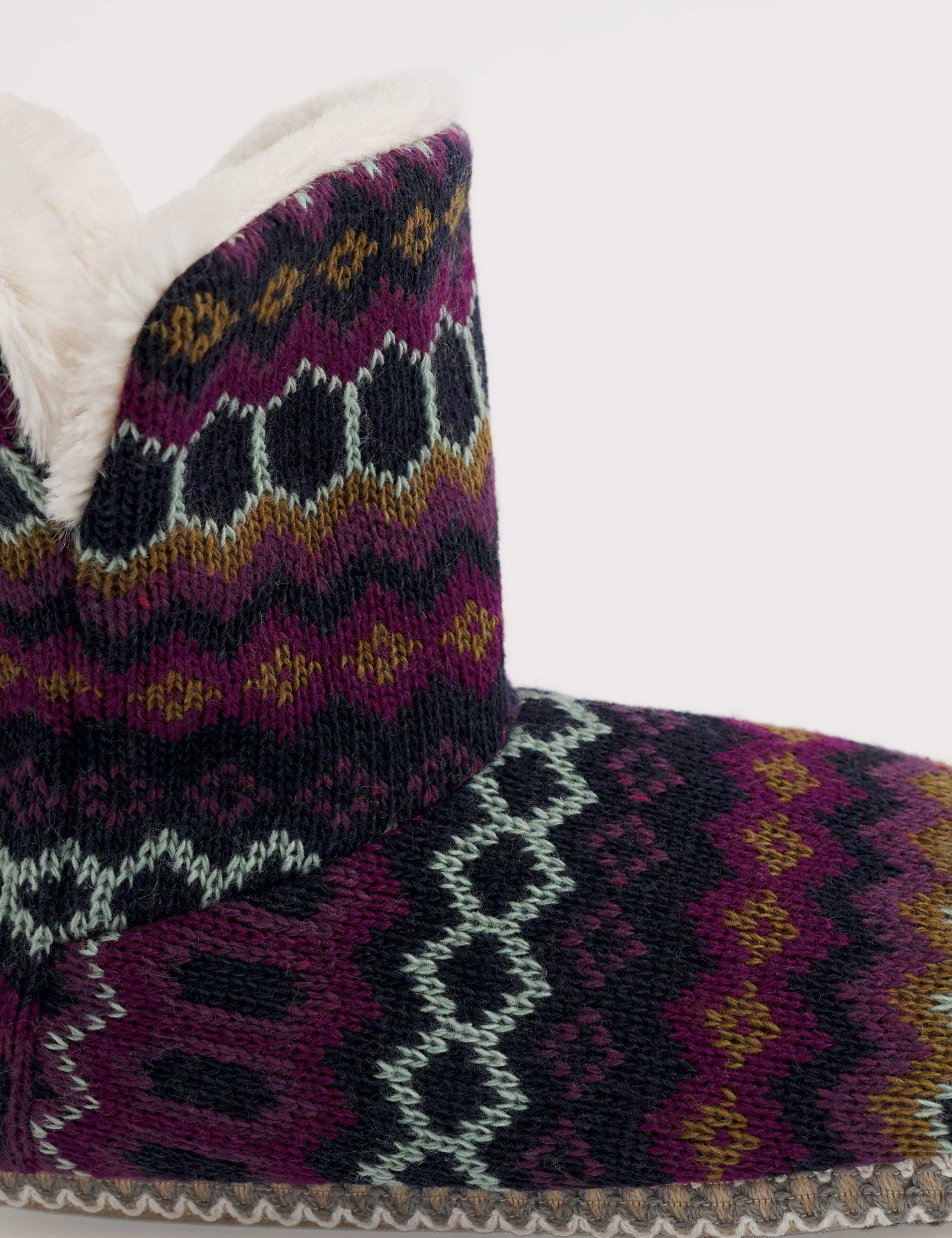 Knitted Jacquard Faux Fur Lined Slipper Boots 5 of 5