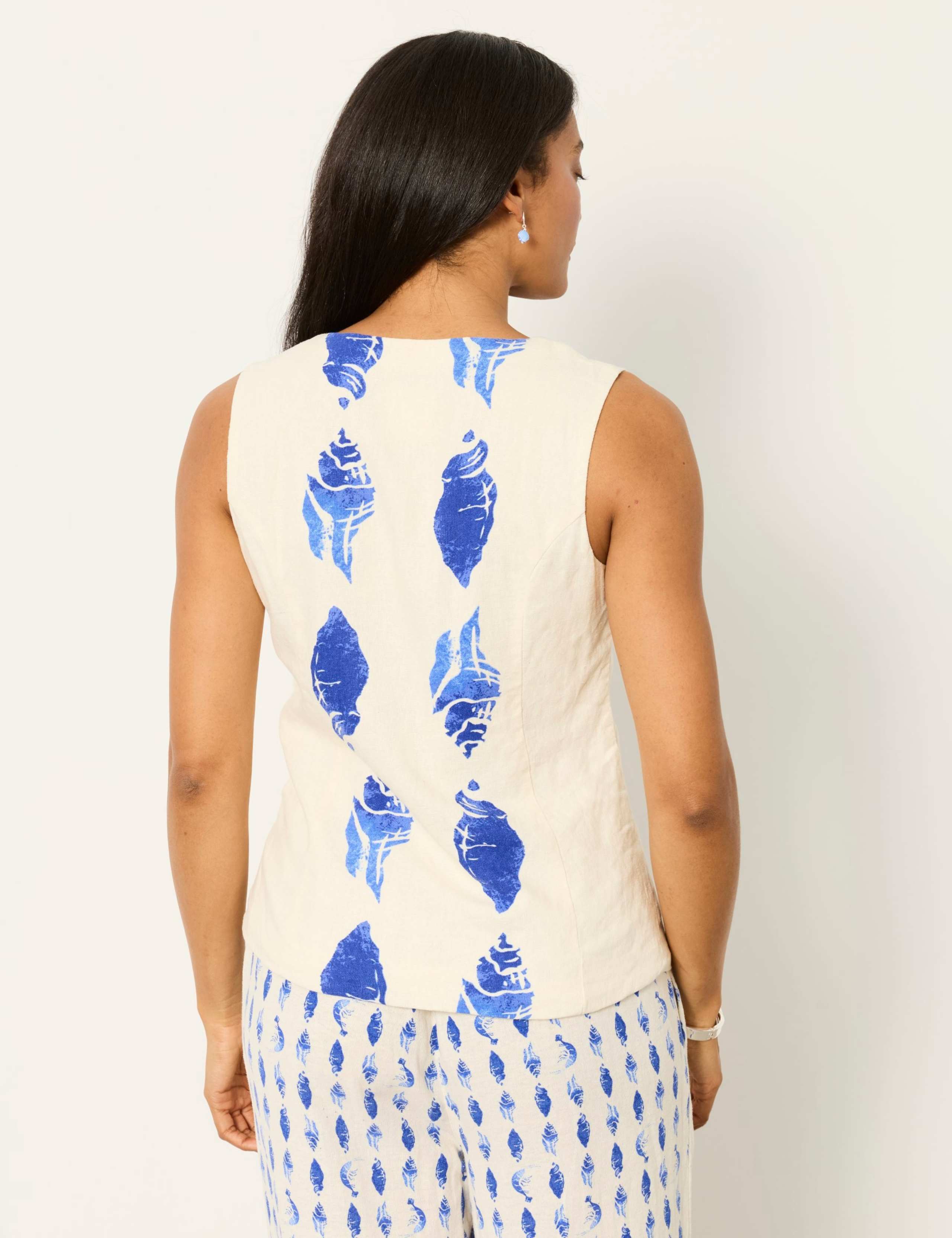Linen Rich Shell Print Waistcoat 3 of 6